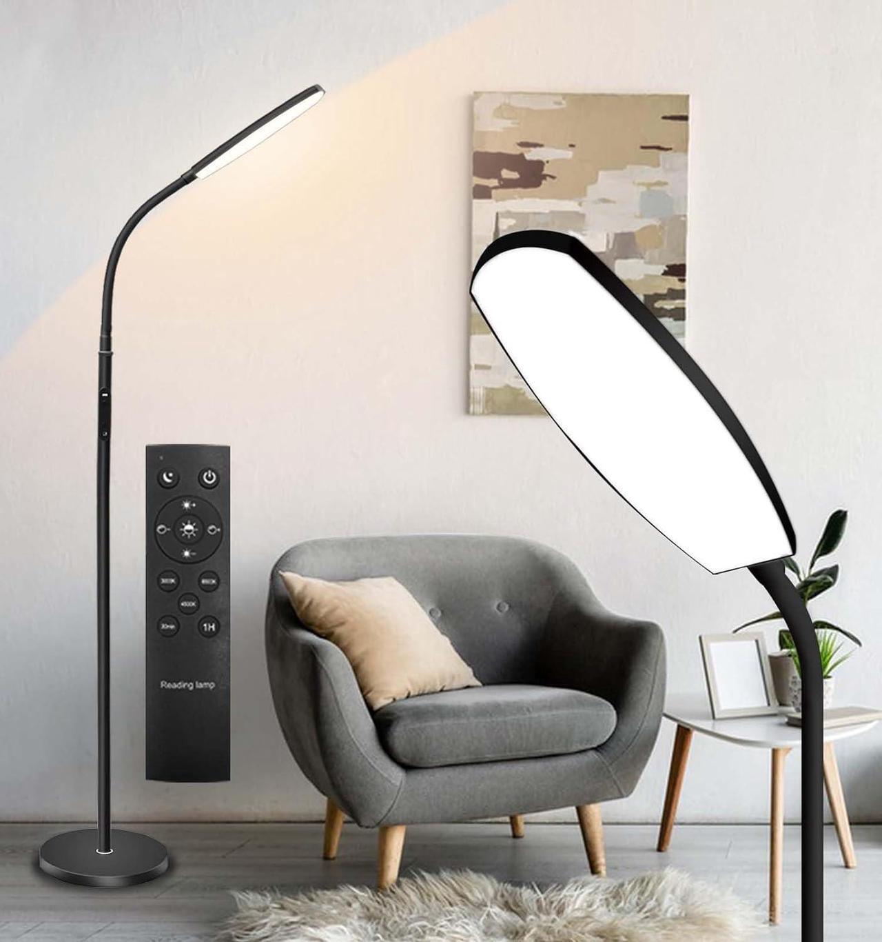 Main image of LED Floor Lamp, Floor Lamp, Reading Lamp, Remote and Touch Control, 2700K-6500K Gooseneck Dimmable Standing Tall Lamp, 1H Timer, Eyelash Lamp, Task Lighting for Bedroom Office Living Room Study