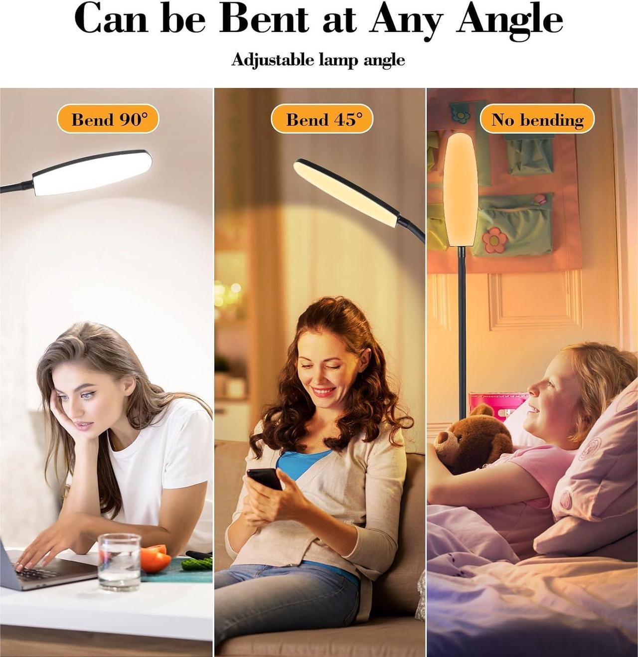 Alt view image 5 of 7 - LED Floor Lamp, Floor Lamp, Reading Lamp, Remote and Touch Control, 2700K-6500K Gooseneck Dimmable Standing Tall Lamp, 1H Timer, Eyelash Lamp, Task Lighting for Bedroom Office Living Room Study