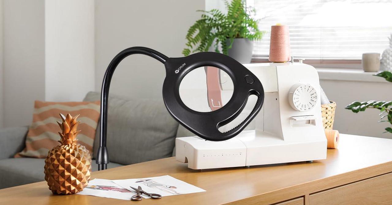 Alt view image 2 of 4 - OttLite 2-in-1 LED Magnifier Floor and Table Light | Task Lamp, Craft Lamp | 2x Optical Grade Magnifier, 4x Spot Magnifier, Natural Daylight LEDs | Home, Office, Workshop, Dorm