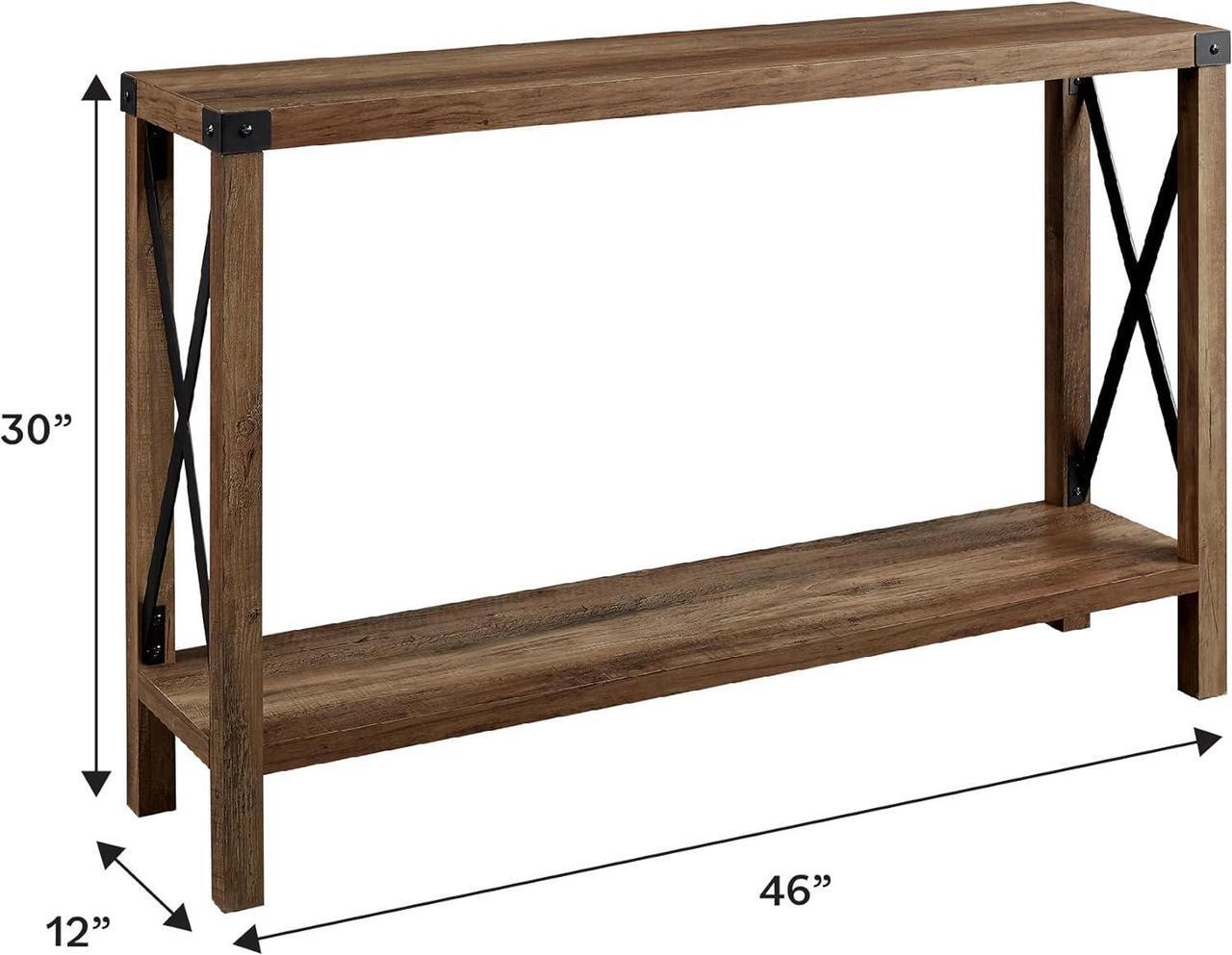 Alt view image 3 of 7 - Walker Edison Sedalia Modern Farmhouse Metal X Entry Table, 46 Inch, Rustic Oak