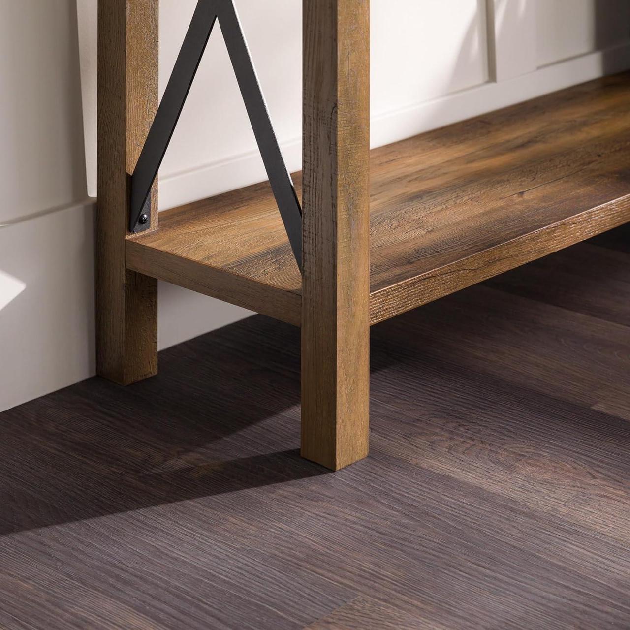 Alt view image 5 of 7 - Walker Edison Sedalia Modern Farmhouse Metal X Entry Table, 46 Inch, Rustic Oak
