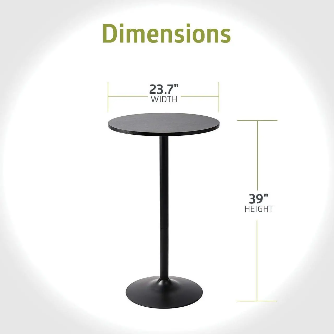Alt view image 2 of 6 - Pearington Santina 2 Pack Round Bar and Pub Table, Black