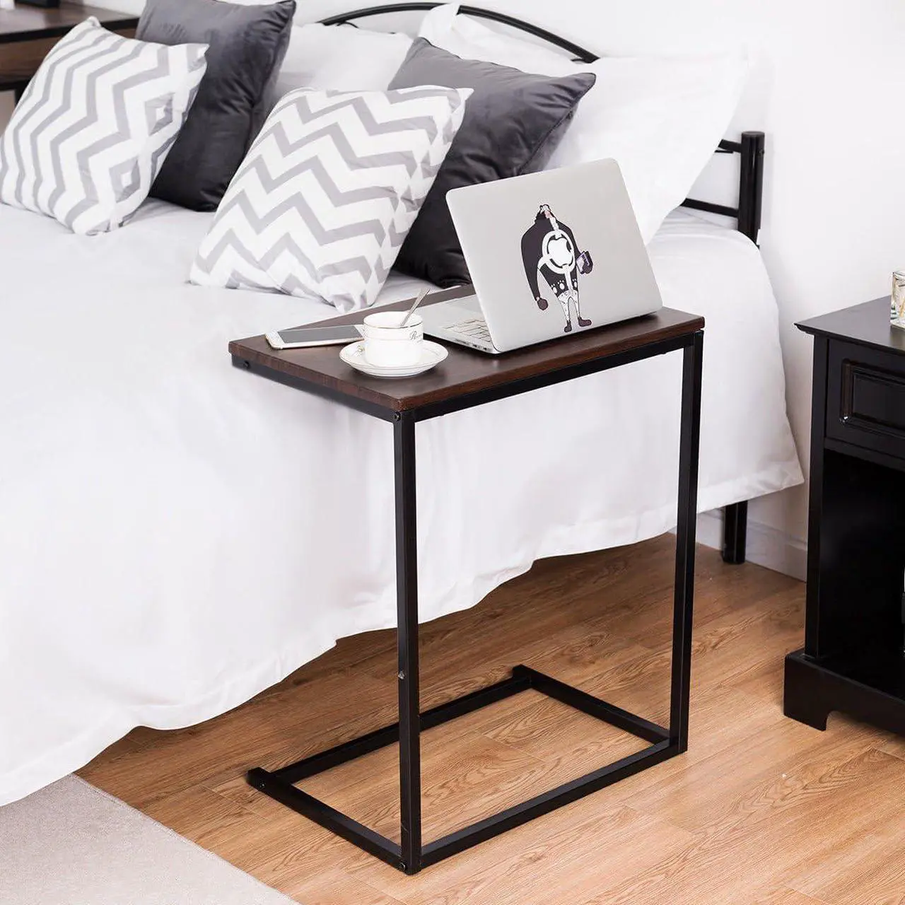 Alt view image 2 of 7 - Tangkula Sofa Side End Table C Table Laptop Holder End Stand Desk Coffee Tray Side Table Notebook Tablet Beside Bed Sofa Portable Workstation (Brown)