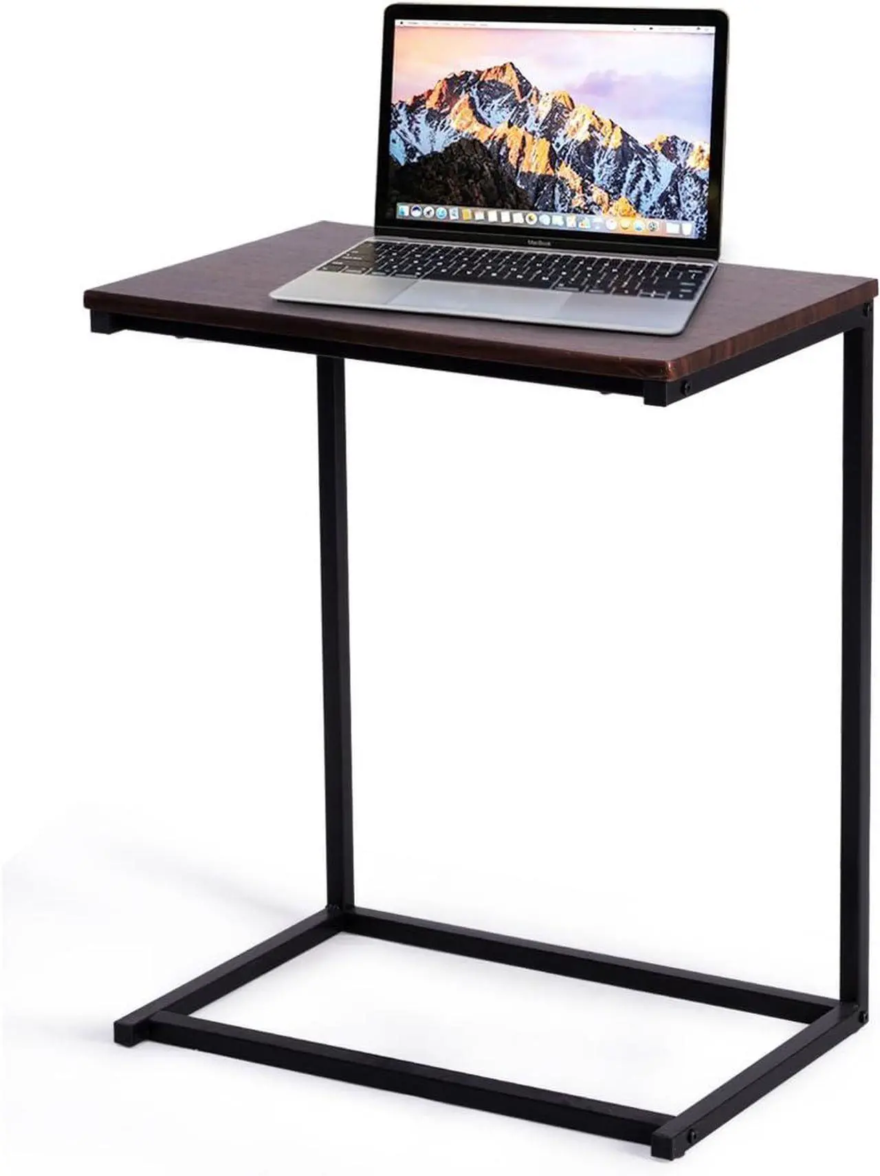 Alt view image 7 of 7 - Tangkula Sofa Side End Table C Table Laptop Holder End Stand Desk Coffee Tray Side Table Notebook Tablet Beside Bed Sofa Portable Workstation (Brown)