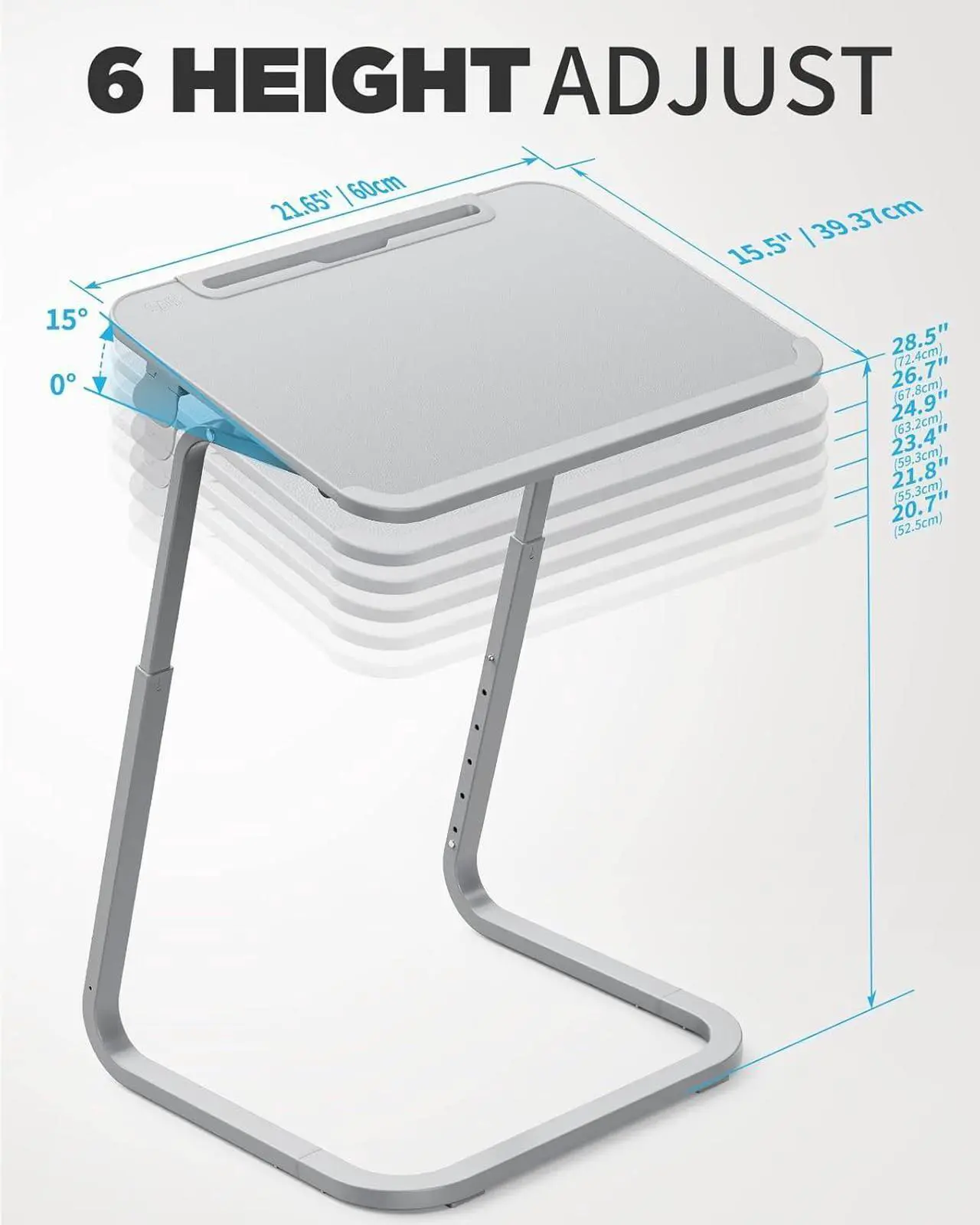 Alt view image 3 of 7 - SAIJI TV Tray Table - Heavy Duty Extra Large TV Tray, Upgraded TV Dinner Trays for Eating Snack Food, Tilt & Height Adjustable TV Tray Laptop Desk for Sofa & Bedside Small Table