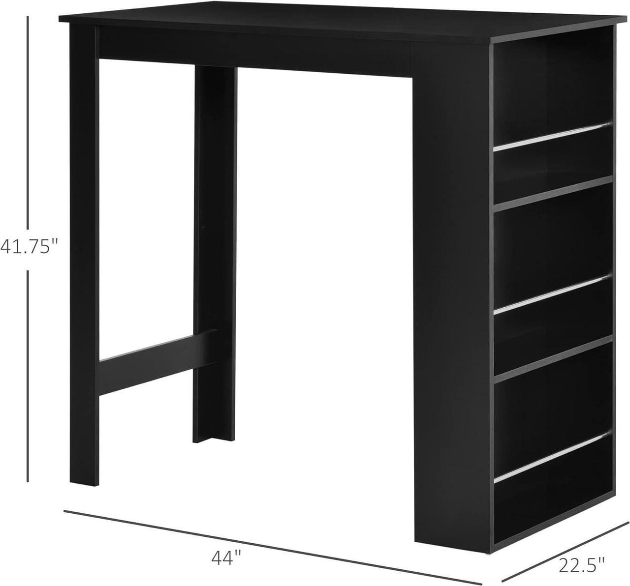 Alt view image 3 of 7 - HOMCOM Modern Bar Table Counter Height Dining Table with 3 Storage Shelves for Kitchen, Dining Room, Living Room, Black