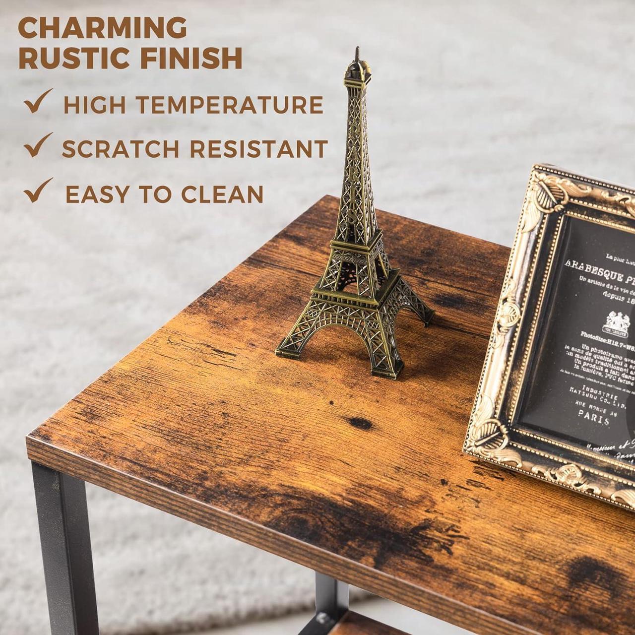 Alt view image 4 of 7 - Short Table Small Table Stand Small Tables for Small Spaces Low Small Side Table Black Metal Small End Tables Living Room Printer Tables Mini Coffee Table Little Small Night Stand Nightstand Bedroom