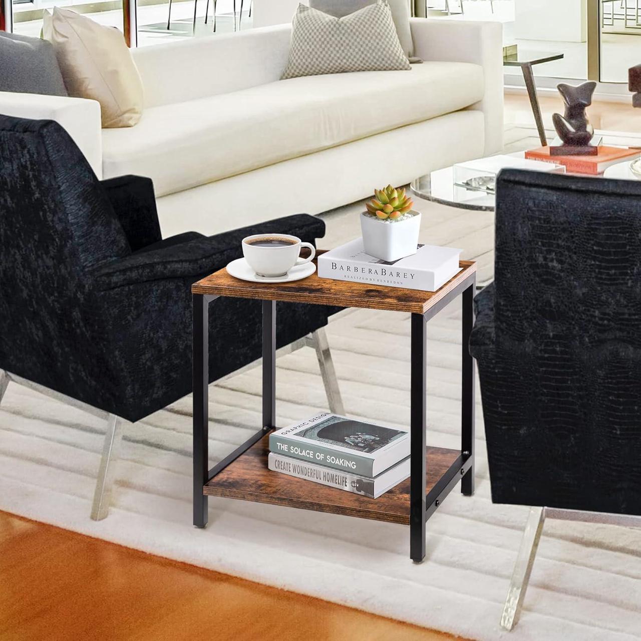 Alt view image 7 of 7 - Short Table Small Table Stand Small Tables for Small Spaces Low Small Side Table Black Metal Small End Tables Living Room Printer Tables Mini Coffee Table Little Small Night Stand Nightstand Bedroom