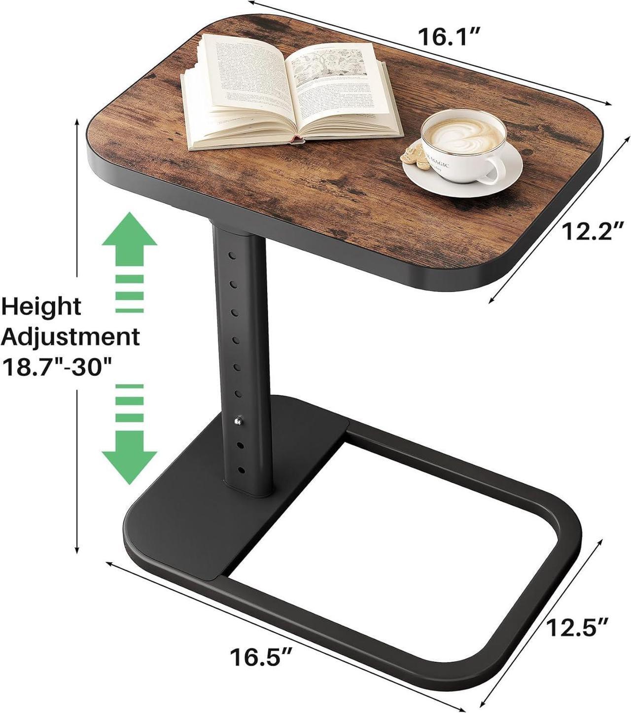 Alt view image 2 of 7 - Kitstorack TV Tray Table, Adjustable Height & 90° Flip-Over Panel Design, Sofa Arm End Side Table for Eating Laptop Couch Bed Dinner or Small Spaces