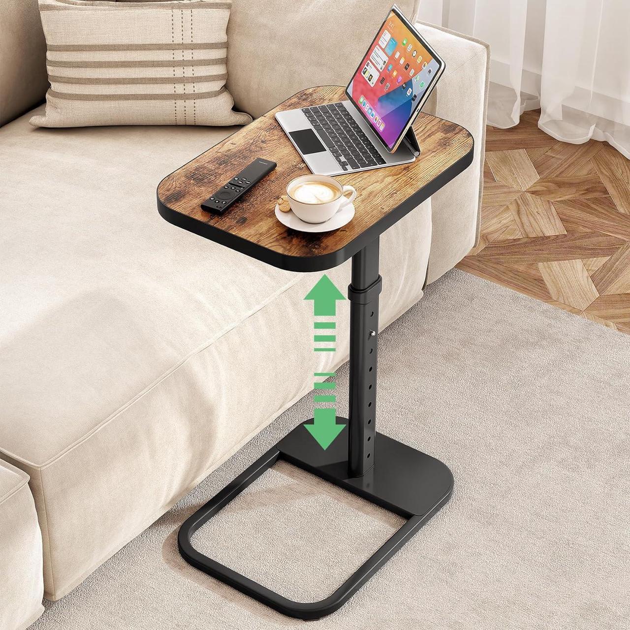 Main image of Kitstorack TV Tray Table, Adjustable Height & 90° Flip-Over Panel Design, Sofa Arm End Side Table for Eating Laptop Couch Bed Dinner or Small Spaces