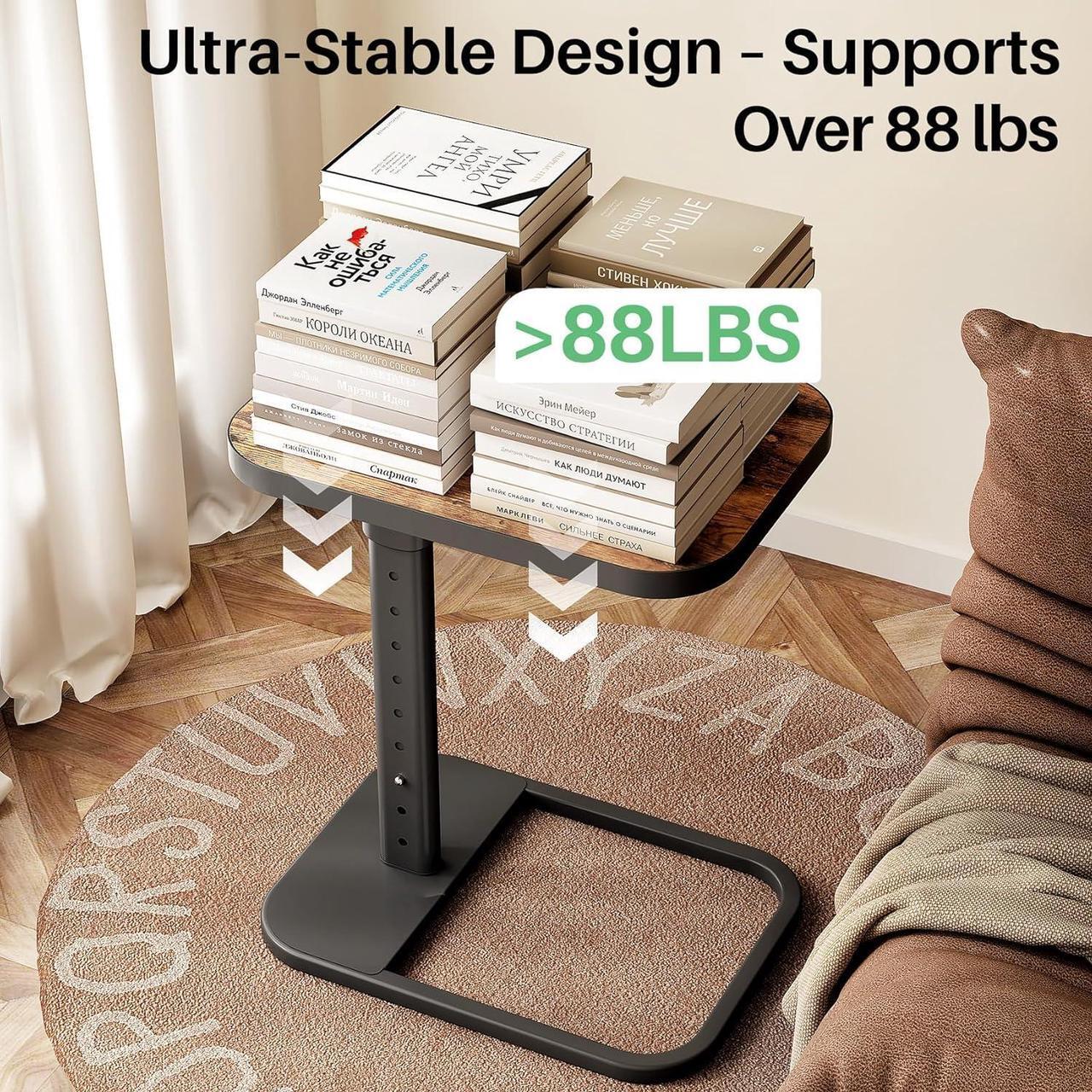 Alt view image 7 of 7 - Kitstorack TV Tray Table, Adjustable Height & 90° Flip-Over Panel Design, Sofa Arm End Side Table for Eating Laptop Couch Bed Dinner or Small Spaces