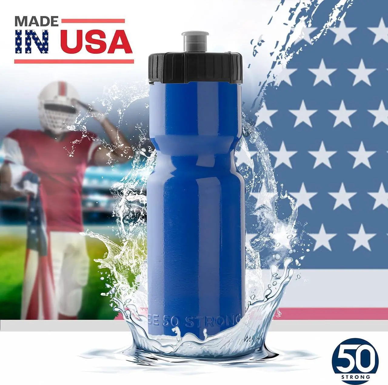 Alt view image 5 of 7 - 50 Strong Bulk Water Bottles | 24 Pack Sports Bottle | 22 oz. BPA-Free Easy Open with Pull Top Cap | Made in USA | Reusable Plastic Water Bottles for Adults & Kids | Top Rack Dishwasher Safe
