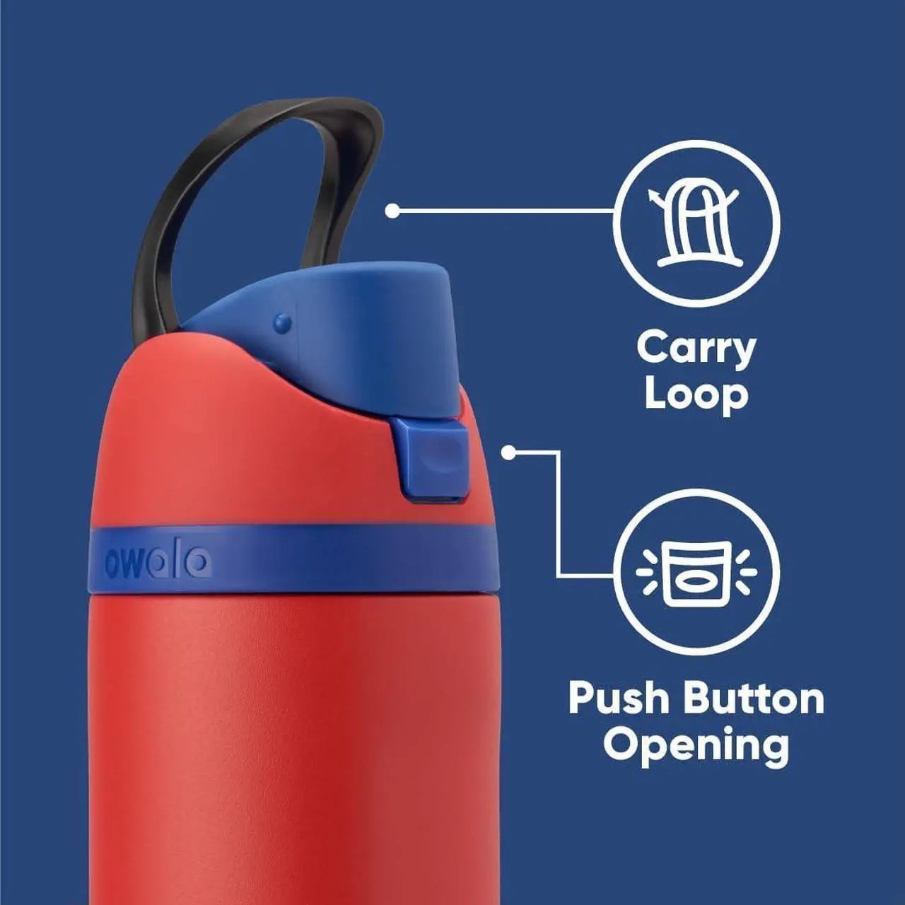 Alt view image 3 of 4 - Owala Marvel FreeSip Insulated Stainless Steel Water Bottle with Straw for Sports and Travel, BPA-Free Sports Water Bottle, 24 oz, Spiderman