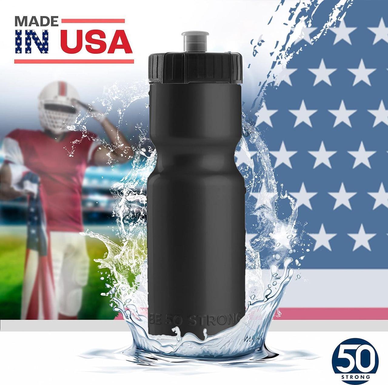 Alt view image 2 of 6 - 50 Strong Bulk Water Bottles | 24 Pack Sports Bottle | 22 oz. BPA-Free Easy Open with Pull Top Cap | Made in USA | Reusable Plastic Water Bottles for Adults & Kids | Top Rack Dishwasher Safe