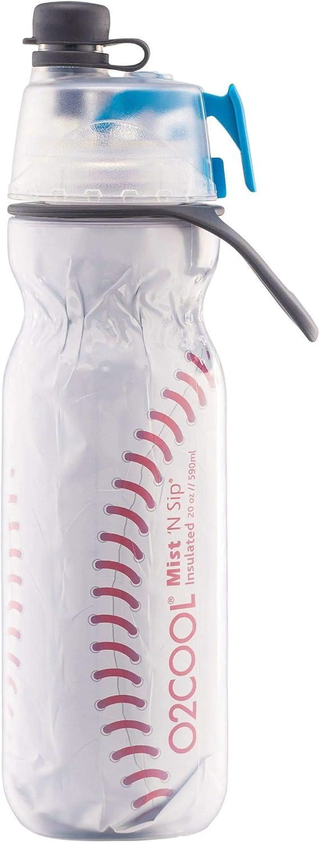 Alt view image 2 of 7 - O2COOL Mist 'N Sip Misting Water Bottle 2-in-1 Function With No Leak Pull Top Spout Sports Reusable Water Bottle - 20 oz (2 Pack Baseball)