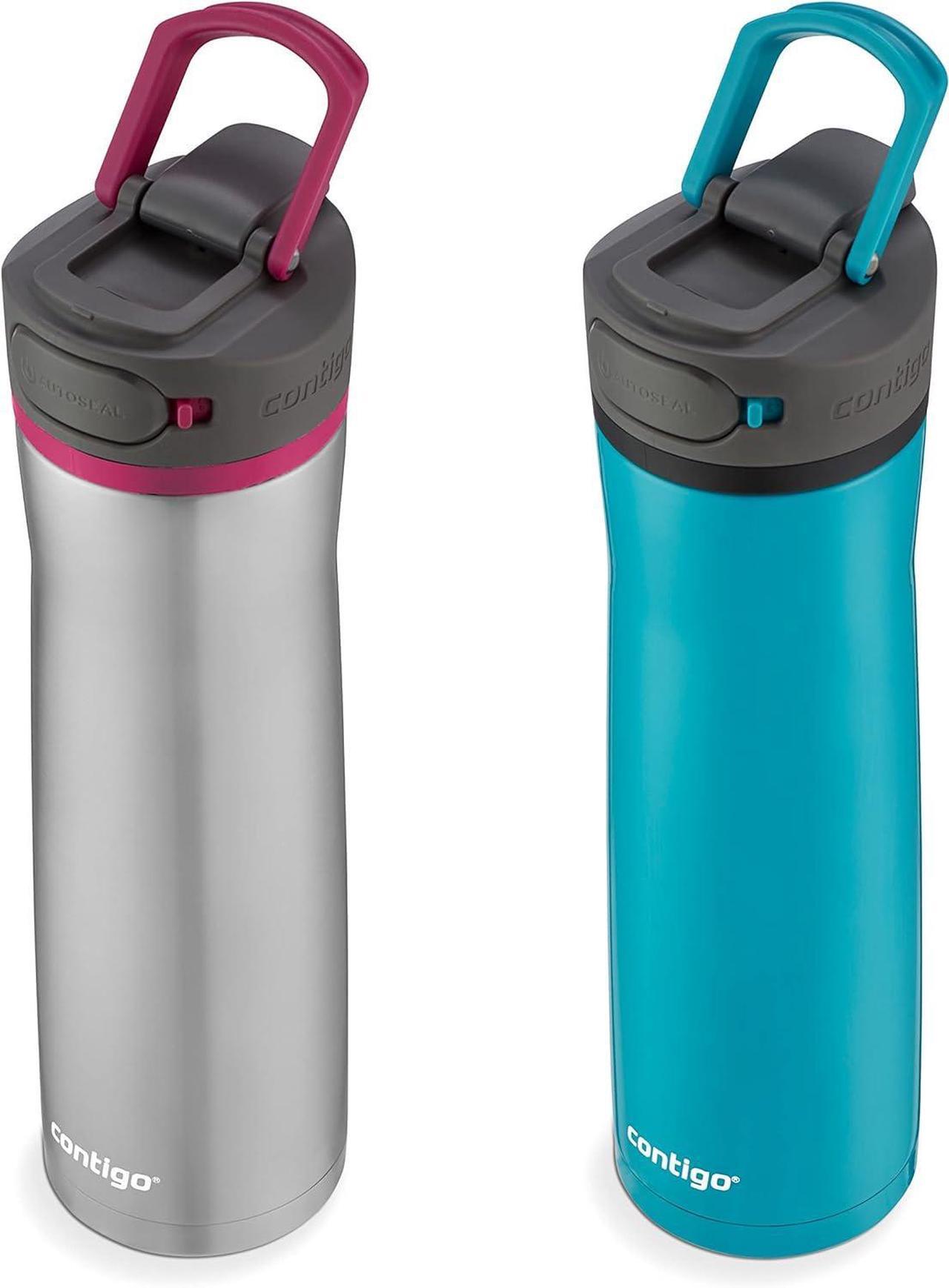 Alt view image 4 of 7 - Contigo Cortland Chill 2.0 Vacuum-Insulated Stainless Steel Water Bottle, Spill-Proof Lid, Preserves Temperature for Hours, 24oz 2-Pack, Juniper & Dragonfruit, Ideal for Travel and Daily Use