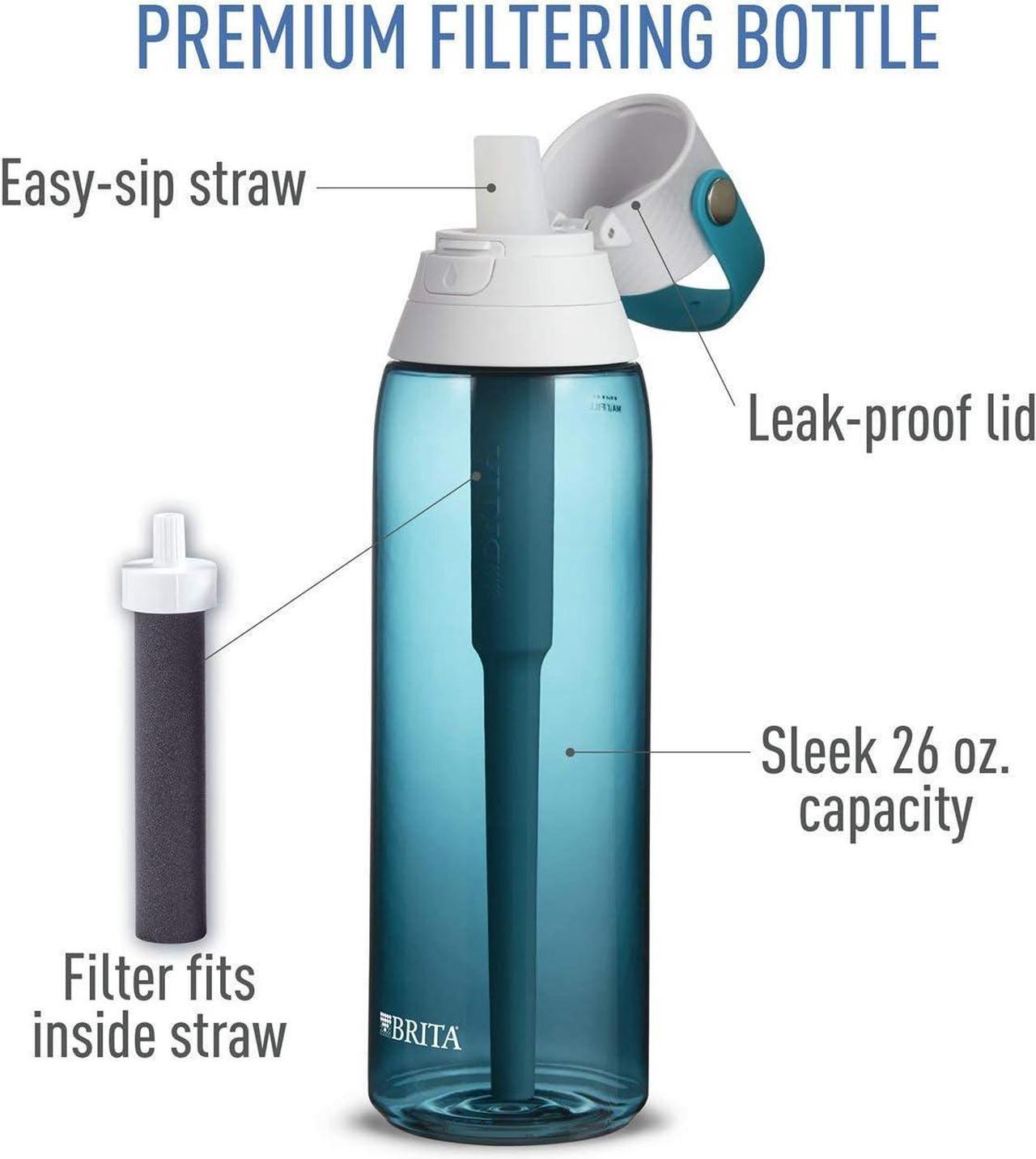 Alt view image 3 of 7 - Brita Insulated Filtered Water Bottle with Straw, Reusable, BPA Free Plastic, Sea Glass, 26 Ounce