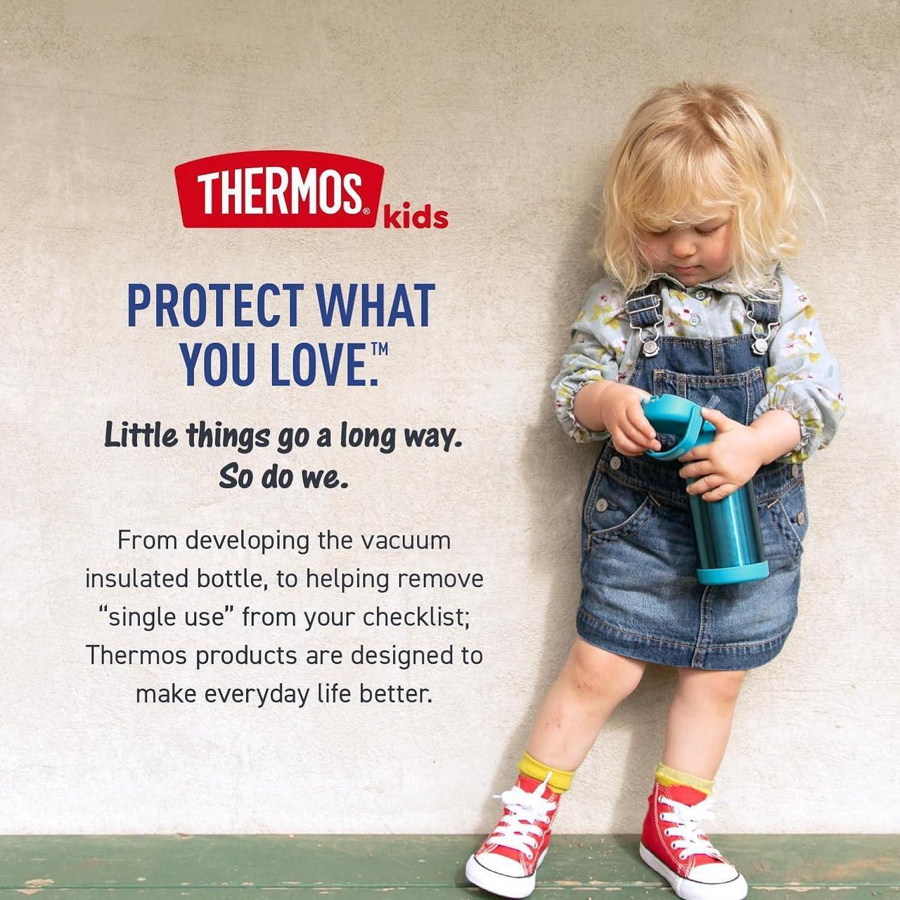 Alt view image 7 of 7 - THERMOS FUNTAINER Water Bottle with Straw - 12 Ounce - Kids Stainless Steel Vacuum Insulated Water Bottle with Lid, Blue/Green
