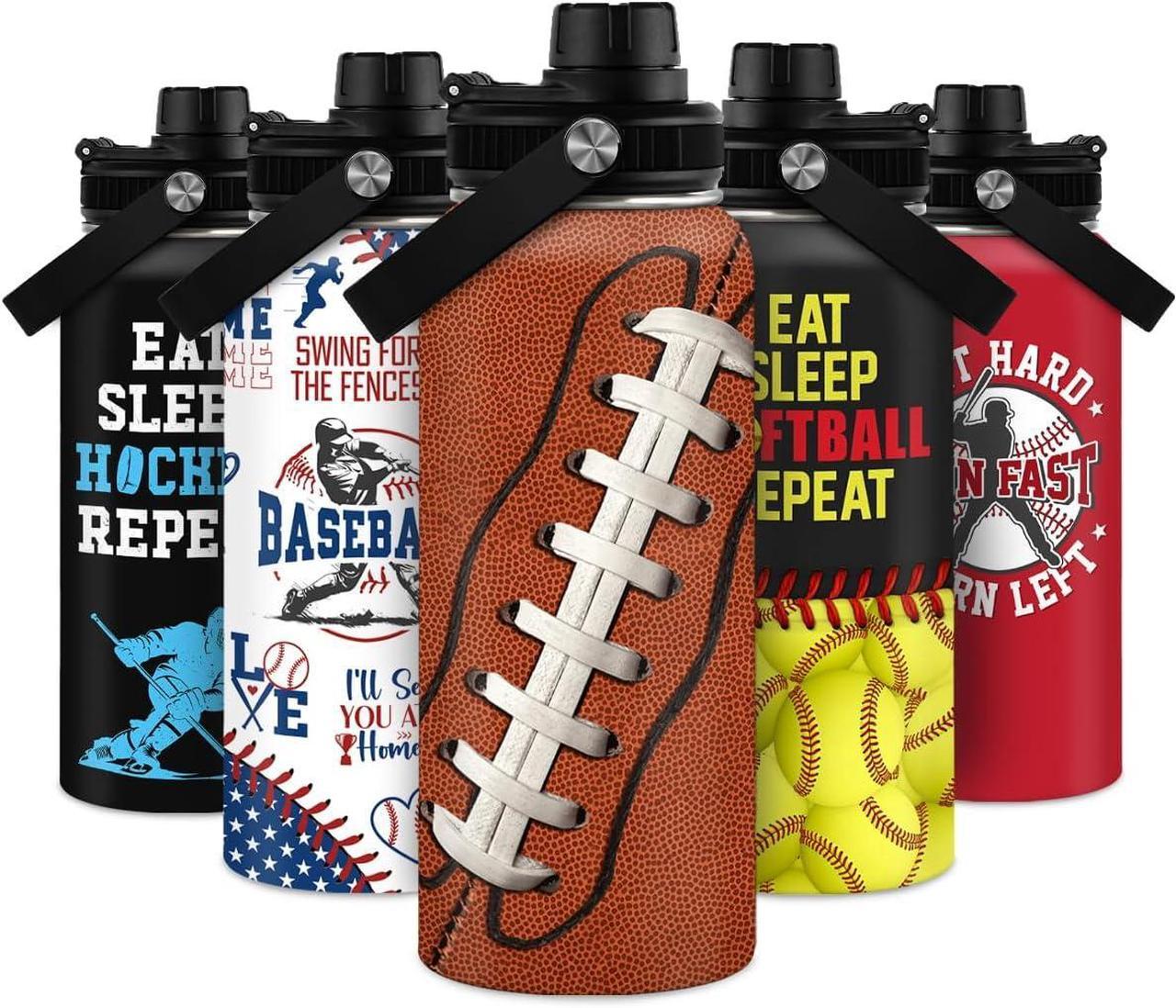 Alt view image 2 of 7 - SANDJEST Football Water Bottle - 32oz Insulated Stainless Steel Sports Bottles - Gifts for Men Football Lovers Fan Players