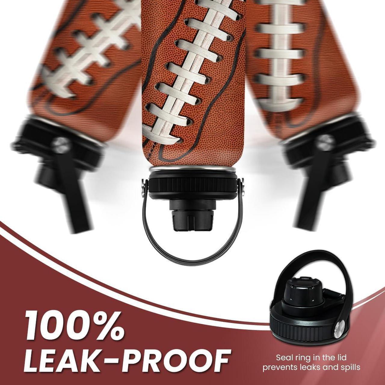 Alt view image 6 of 7 - SANDJEST Football Water Bottle - 32oz Insulated Stainless Steel Sports Bottles - Gifts for Men Football Lovers Fan Players