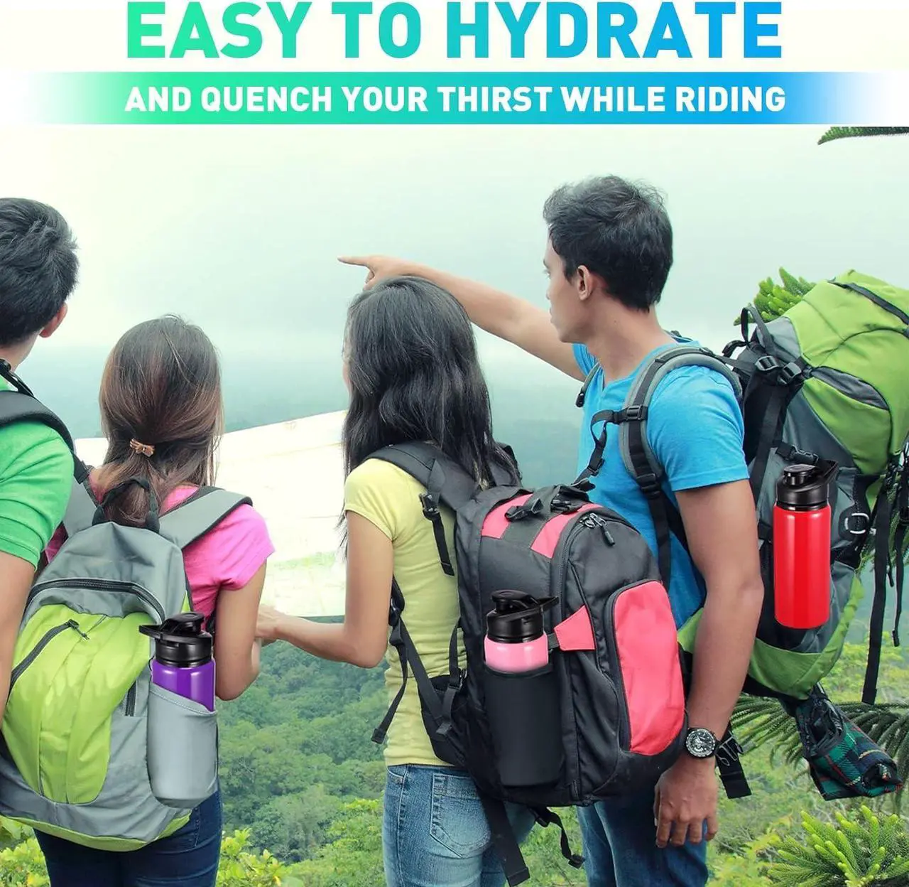 Alt view image 5 of 6 - 10 Pieces 20oz Reusable Aluminum Water Bottles Bulk Multicolor Outdoor Sports Water Bottles for Travel, Gym, Hiking, Cycling, Camping, Fishing, Snap Lid(Multicolor)