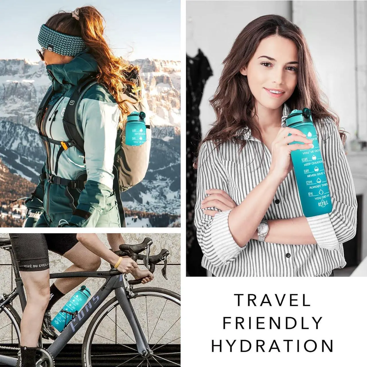 Alt view image 6 of 6 - Hyeta 32 oz Water Bottles with Times to Drink and Straw, Motivational Water Bottle with Time Marker, Leakproof, Drinking Sports Water Bottle for Fitness, Gym and Outdoor