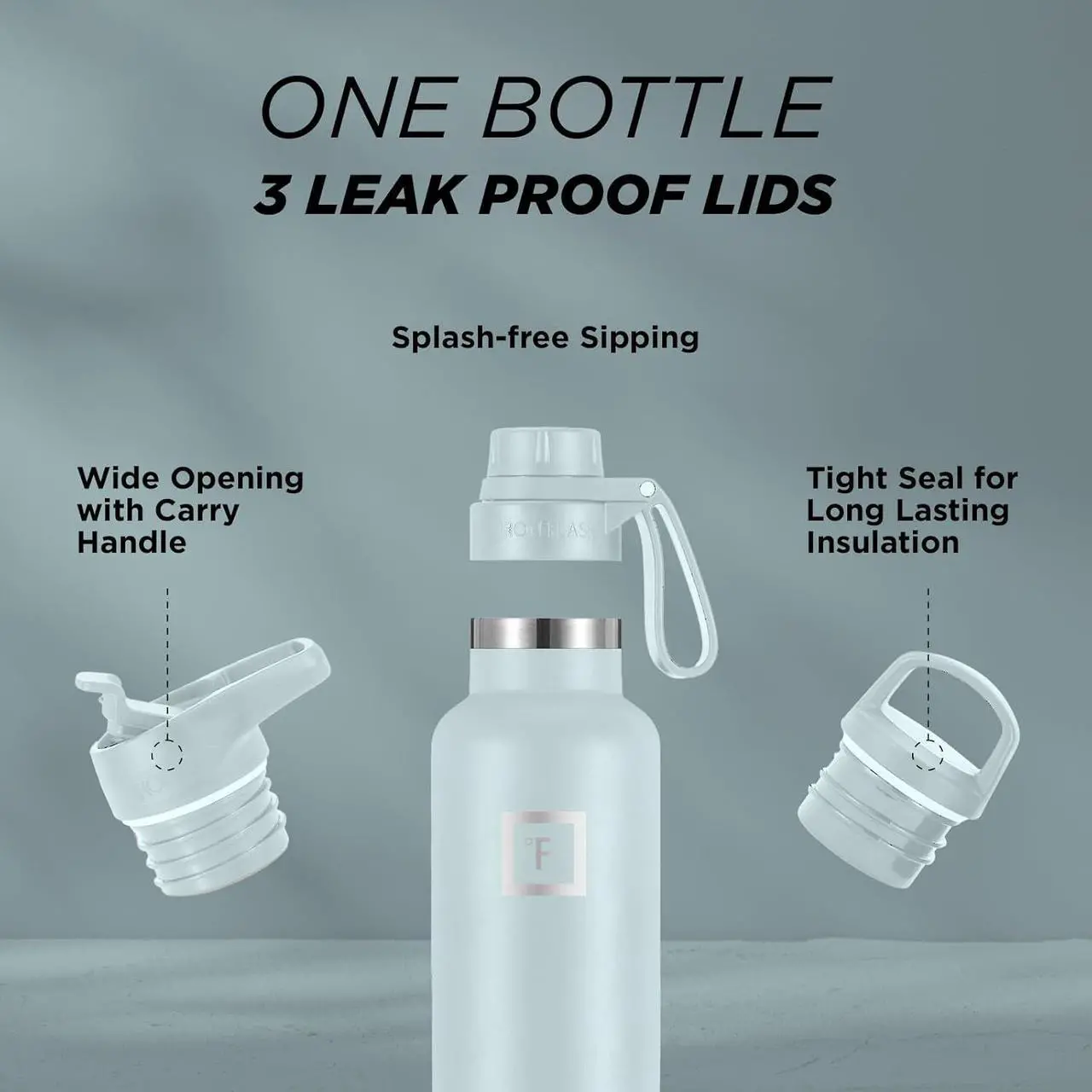 Alt view image 6 of 7 - IRON °FLASK Camping & Hiking Hydration Canteens - 3 Lids (Narrow Spout Lid) Leak Proof Vacuum Insulated Stainless Steel - Hot & Cold Double Walled Sports Water Bottle - Morning Mist, 24 Oz