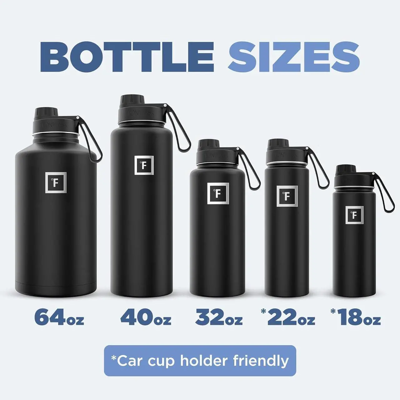 Alt view image 6 of 7 - IRON °FLASK Camping & Hiking Hydration Flask with 3 Lids - Stainless Steel, Double Walled & Vacuum Insulated Water Bottle - Leak Proof & BPA Free (Dark Night, Spout - 32 oz)