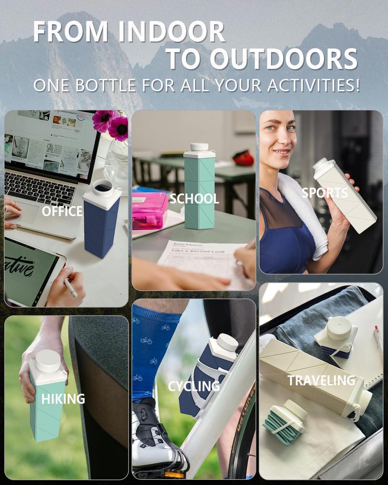 Alt view image 5 of 6 - Collapsible Water Bottles 720ml 24.3oz, Foldable Portable Water Bottle, Lightweight Reusable Leakproof for Travel Camping Hiking Cycling Yoga Sports Outdoor School Office