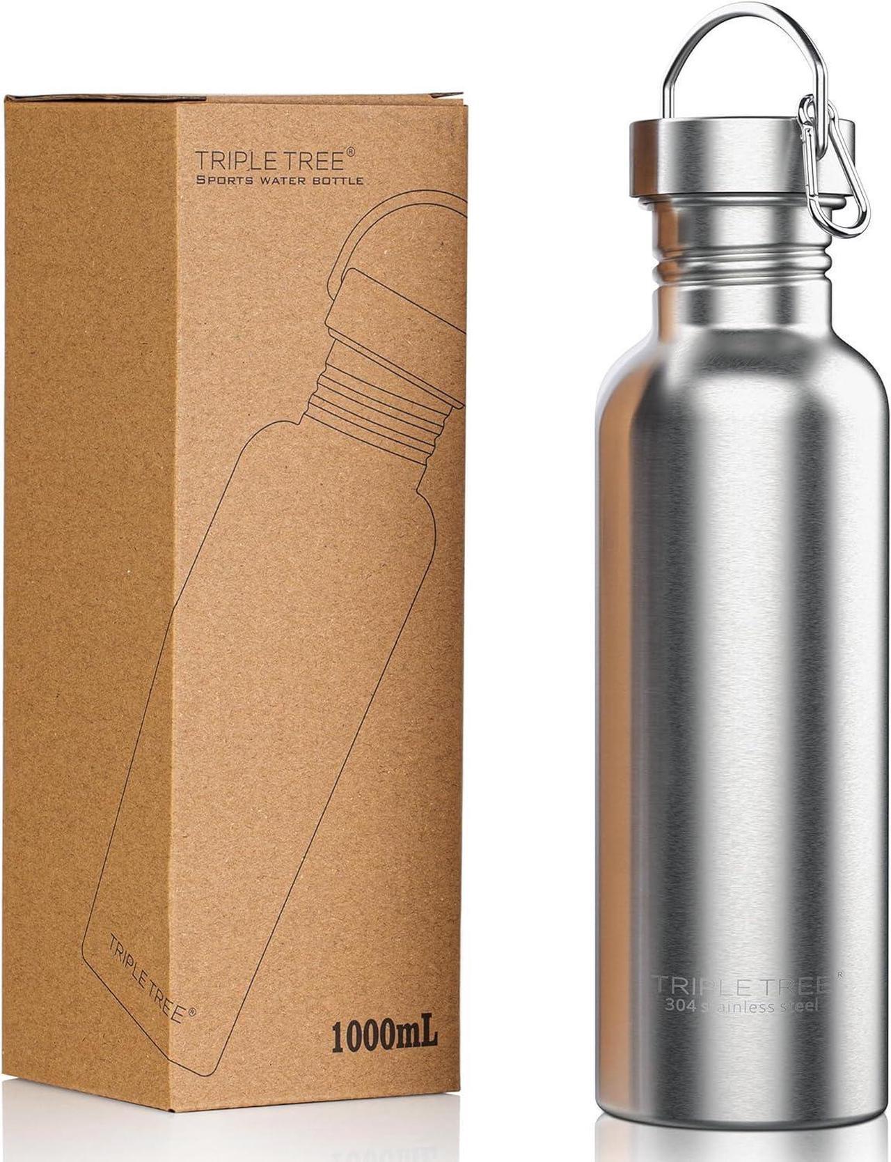 Main image of TRIPLE TREE 34 OZ Uninsulated Single Walled Stainless Steel Sports Water Bottle 18/8 Food Grade for Cyclists, Runners, Hikers, Beach Goers, Picnics, Camping - BPA Free