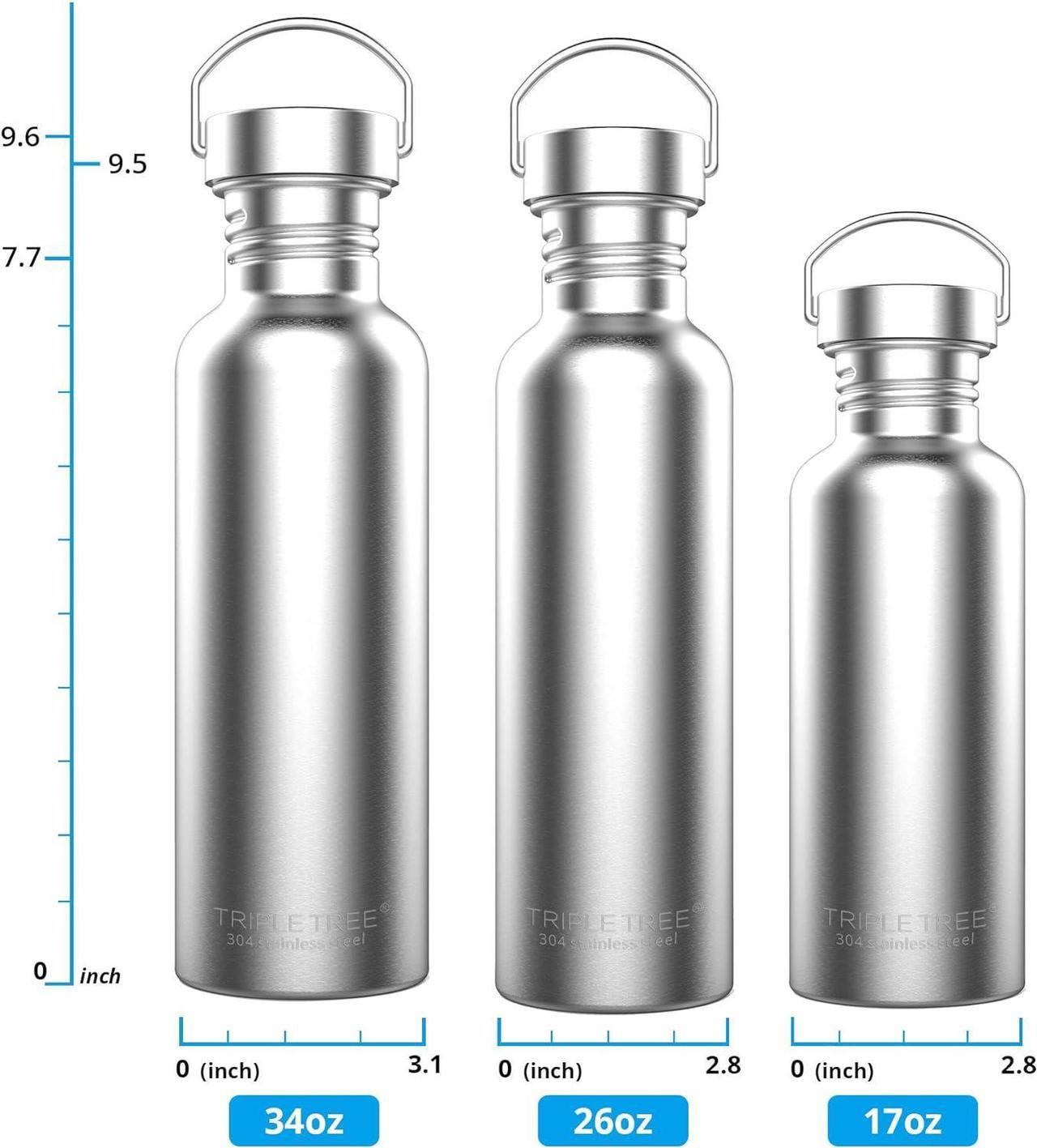 Alt view image 3 of 7 - TRIPLE TREE 34 OZ Uninsulated Single Walled Stainless Steel Sports Water Bottle 18/8 Food Grade for Cyclists, Runners, Hikers, Beach Goers, Picnics, Camping - BPA Free