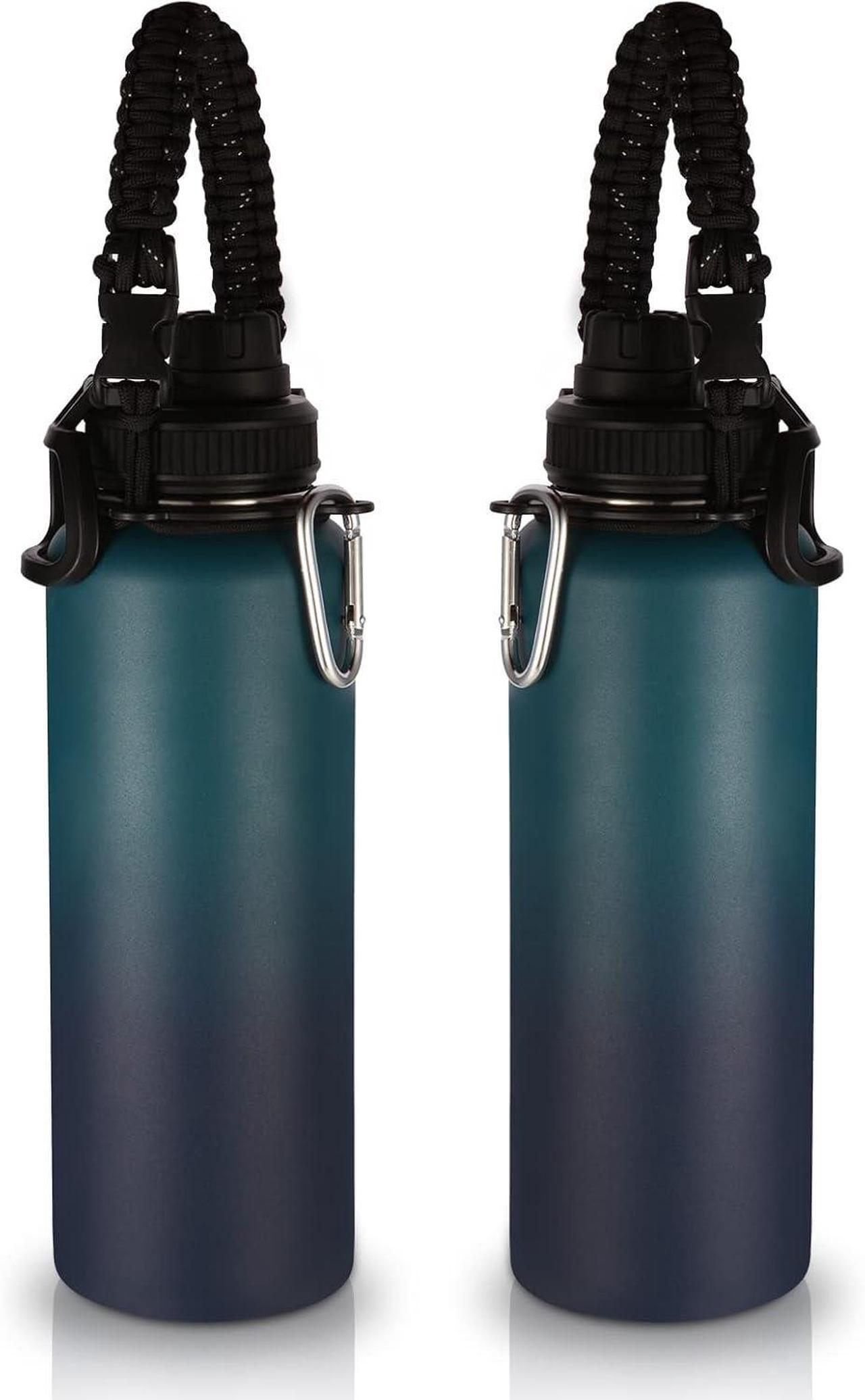 Main image of Volhoply Insulated Water Bottles Bulk 2 Pack, 40 oz Stainless Steel Sports Bottle with Paracord Handle & Spout Lid, Reusable Double Walled Vacuum Travel Thermos for Adults Hiking(Dark Night,2 Set)