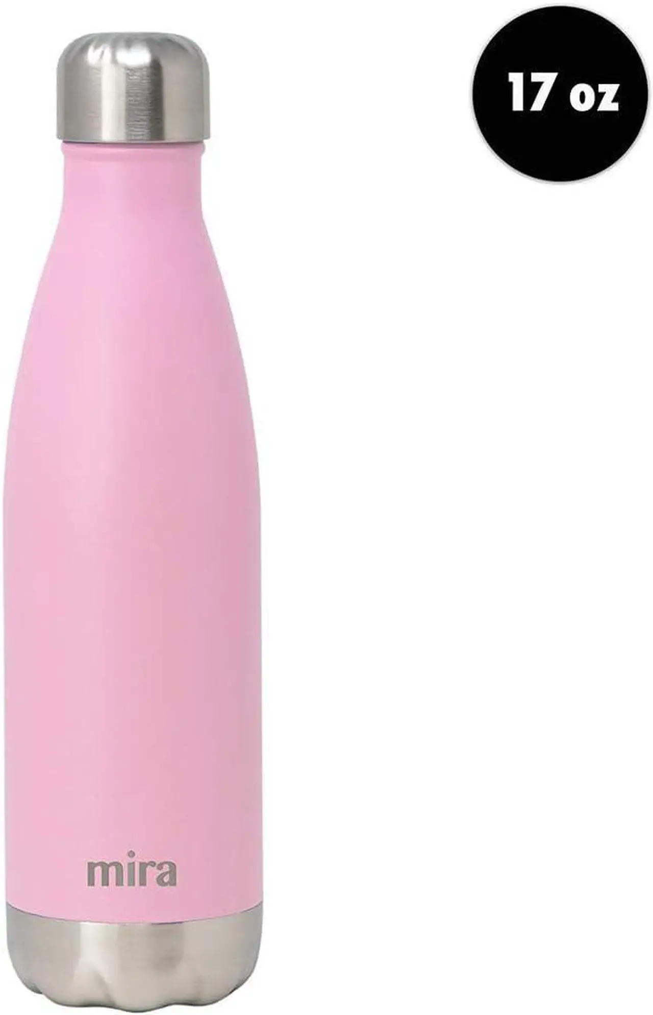 Alt view image 2 of 7 - MIRA 17 Oz Stainless Steel Vacuum Insulated Water Bottle - Double Walled Cola Shape Thermos - 24 Hours Cold, 12 Hours Hot - Reusable Metal Water Bottle - Leak-Proof Sports Flask - Rose Pink