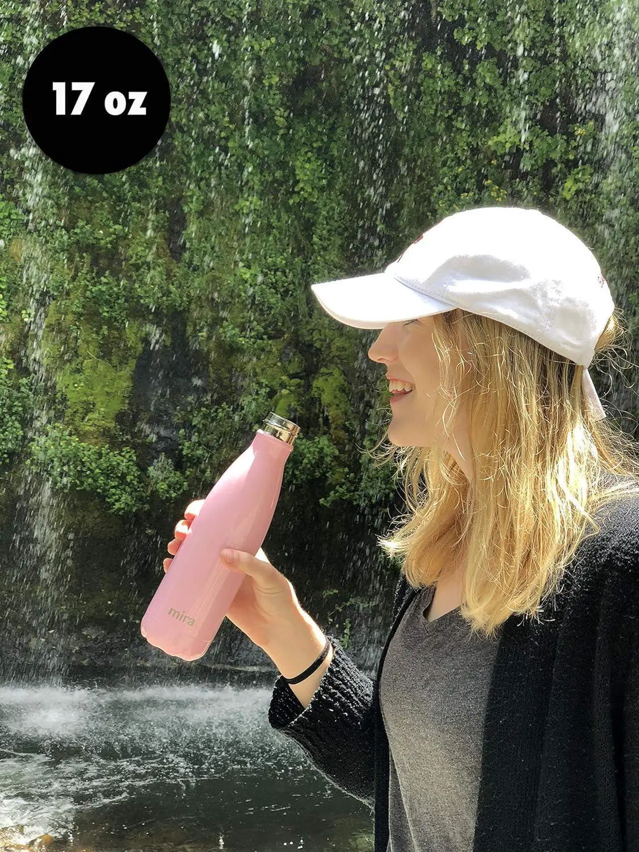 Alt view image 3 of 7 - MIRA 17 Oz Stainless Steel Vacuum Insulated Water Bottle - Double Walled Cola Shape Thermos - 24 Hours Cold, 12 Hours Hot - Reusable Metal Water Bottle - Leak-Proof Sports Flask - Rose Pink