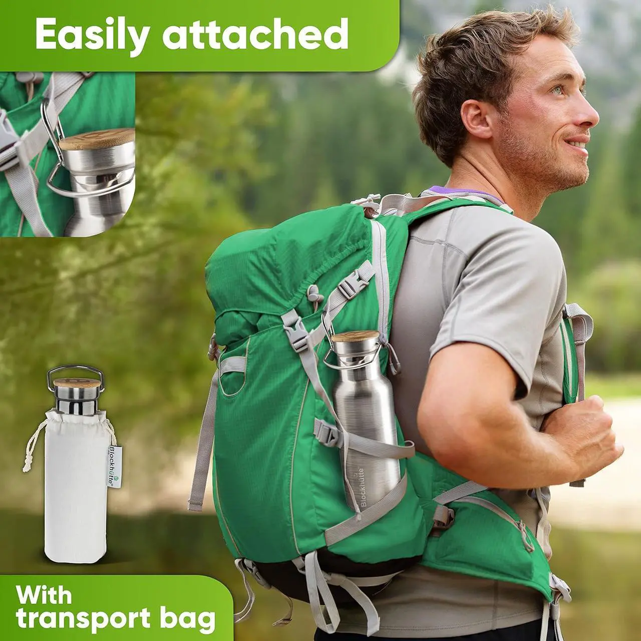 Alt view image 6 of 6 - Blockhütte Vacuum Insulated Stainless Steel Water Bottle I 17 oz I Wide Mouth Metal Bottle for hot and cold drinks I BPA-Free I perfect for Travel, School I Kids, Adults, Water Canteen, Sports, flask