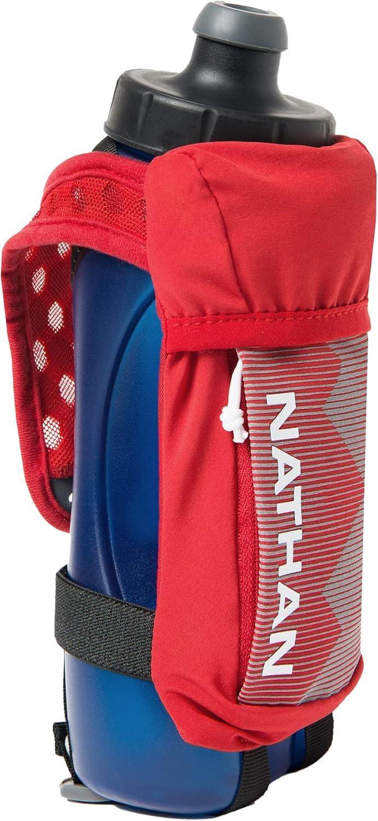Main image of Nathan Running Handheld Quick Squeeze Water Bottle. No-Grip Adjustable Hand Strap. 12oz / 18oz / Insulated. Reflective Hydration Water Bottle.