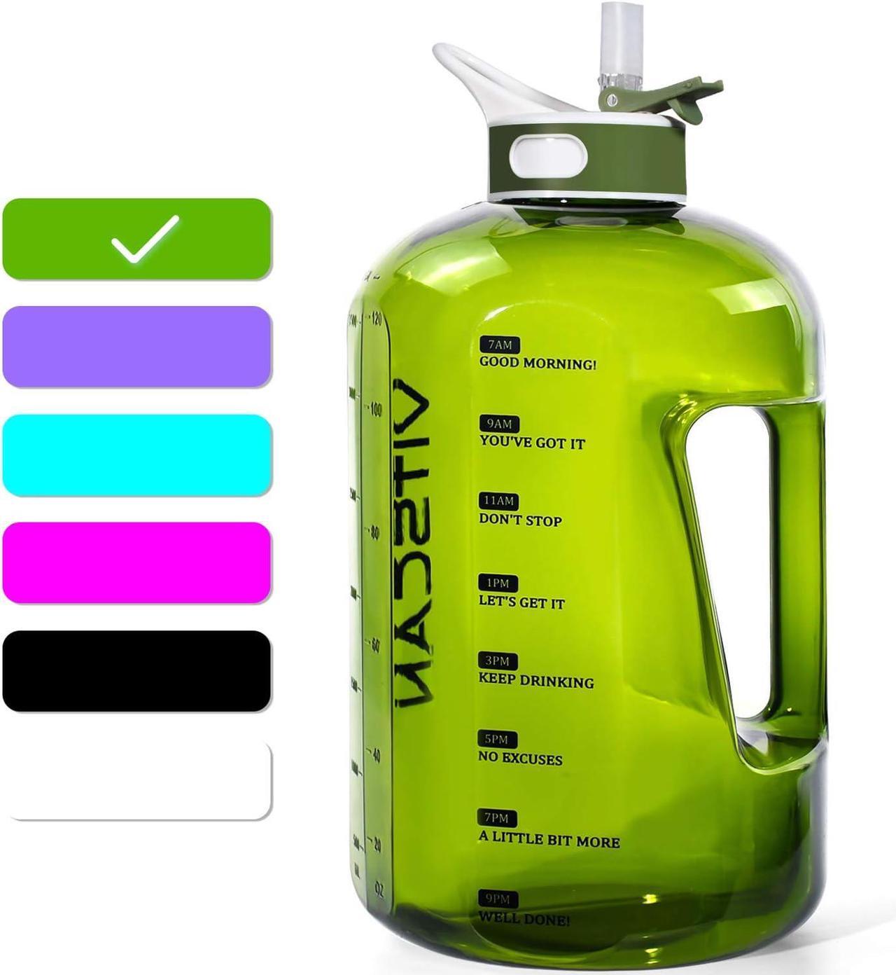 Main image of 1 Gallon Water Bottle with Straw Motivational Water Bottle with Time Marker, Large Water Bottle 128 Oz Water Bottle, Big Water Jug for Sports Water Bottles (Green)