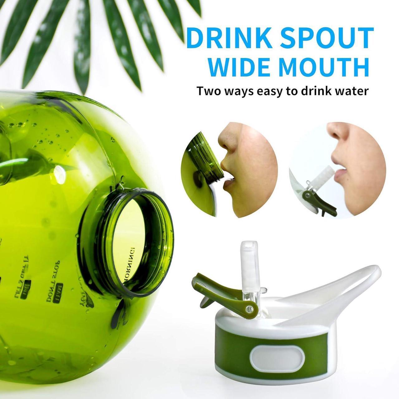 Alt view image 2 of 7 - 1 Gallon Water Bottle with Straw Motivational Water Bottle with Time Marker, Large Water Bottle 128 Oz Water Bottle, Big Water Jug for Sports Water Bottles (Green)