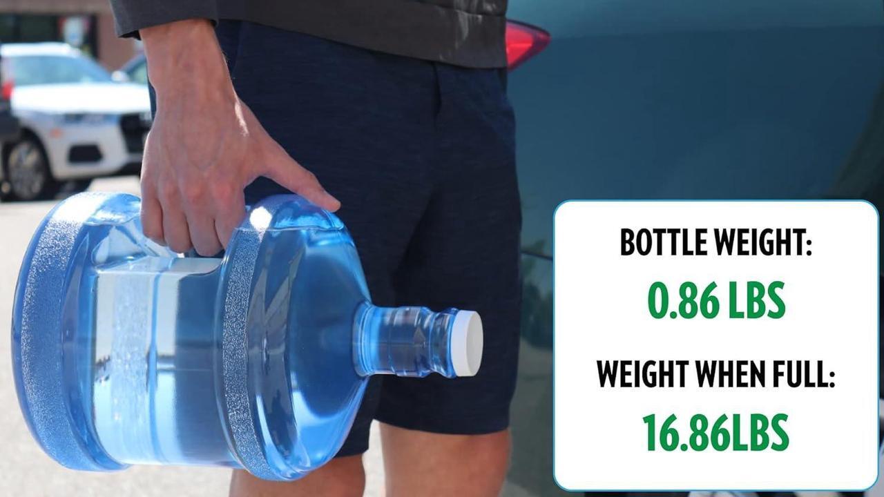 Alt view image 4 of 5 - New Wave Enviro Polycarbonate Water Bottle, 2-Gallon, Screw Top Cap with Integrated Handle for Easy Carrying, Built for Durability, Blue