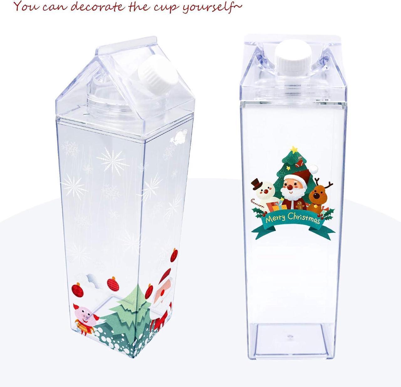 Alt view image 7 of 7 - 2 Pack 33oz Milk Carton Water Bottle -Clear Square Milk Bottles BPA Free Portable Water Bottle with Straws & Cleaning Brush and Bottle Brush for Outdoor Sports Travel Camping Activities(H06)