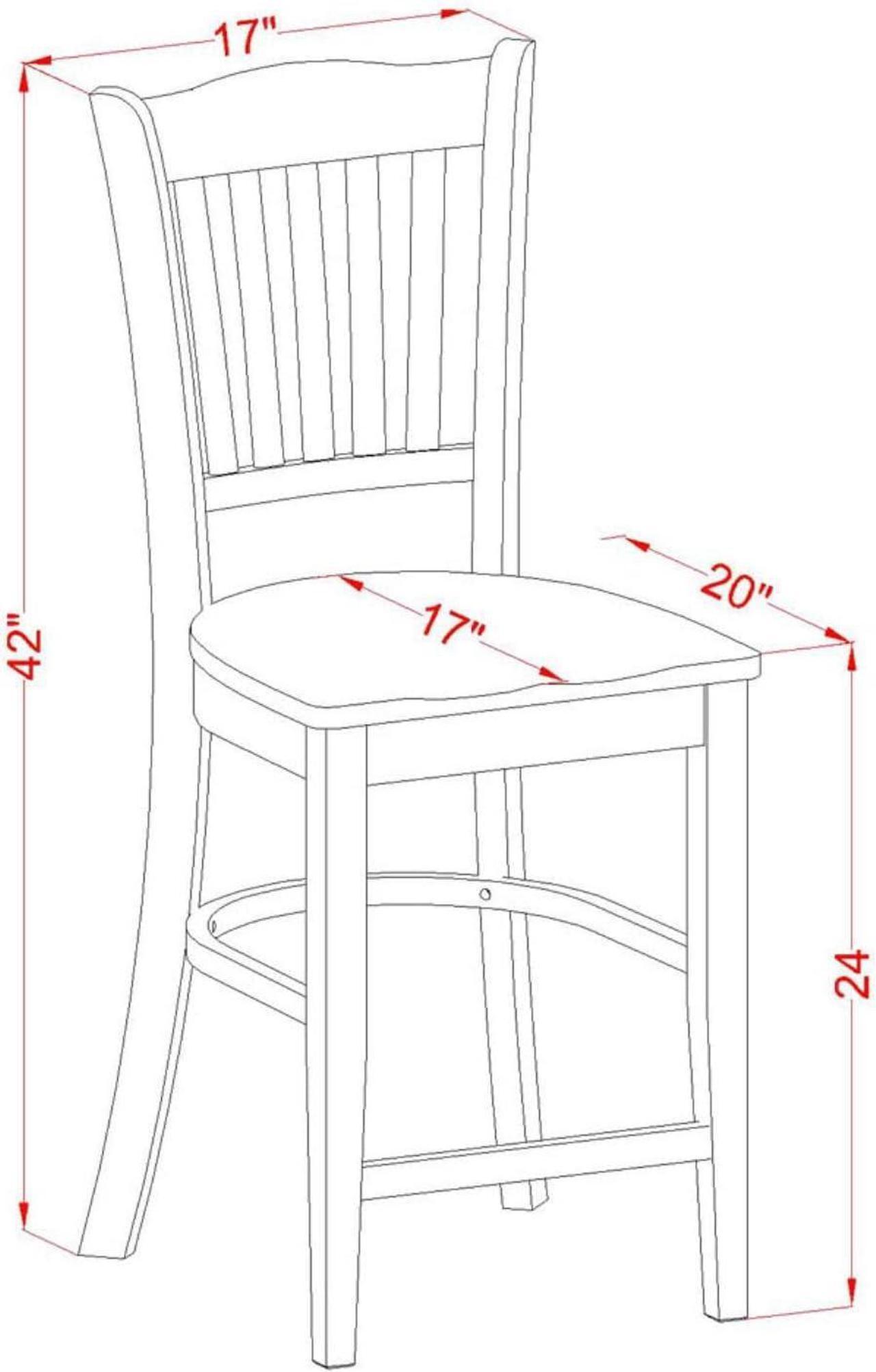 Alt view image 3 of 4 - East West Furniture GRS-WHI-W Groton Counter Height Barstools - Slat Back Wood Seat Chairs, Set of 2, Buttermilk & Cherry