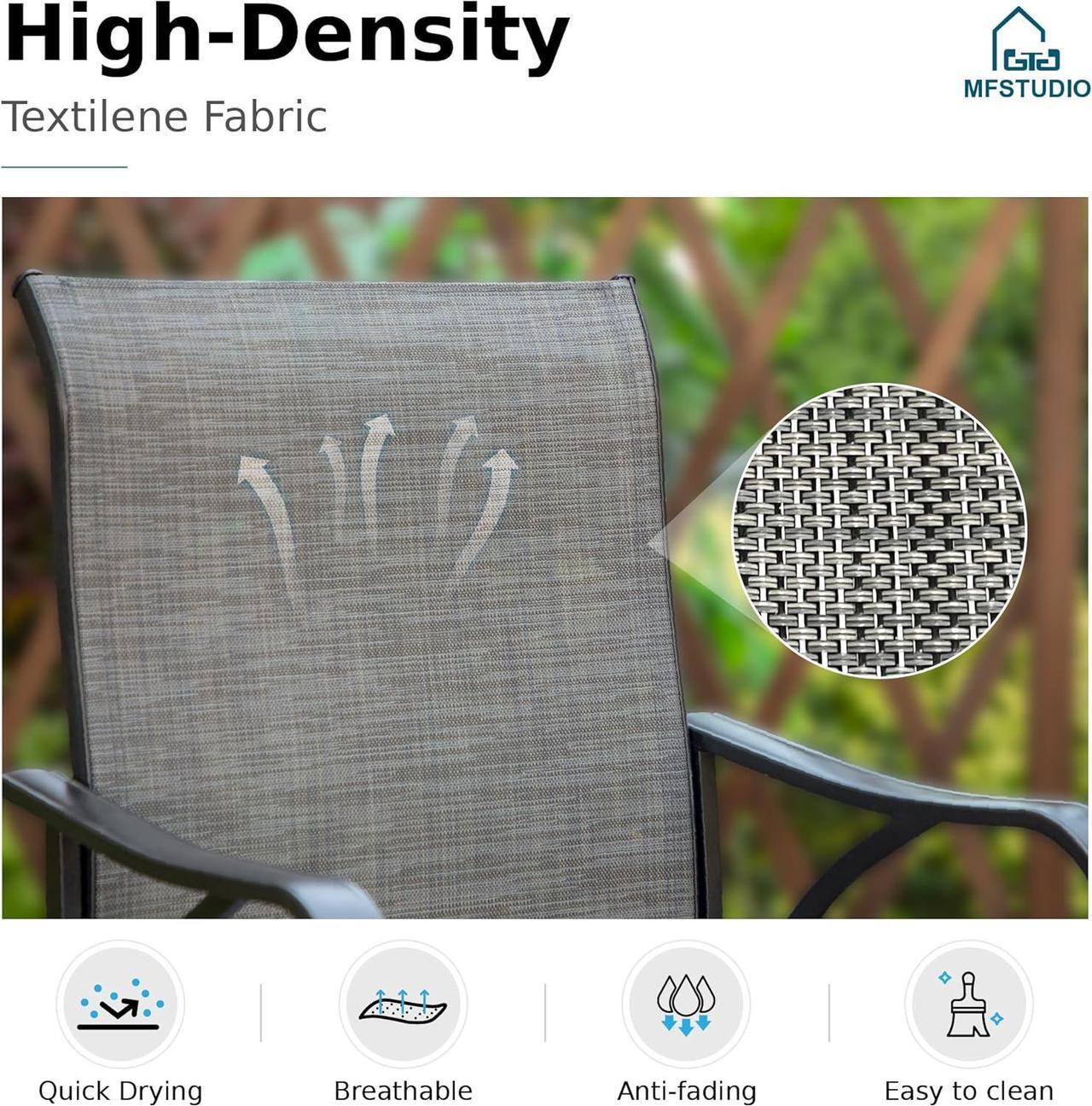 Alt view image 3 of 7 - MFSTUDIO Outdoor Grey Bar Stools Set of 4, Patio Bar Height Sling Chair, Steel Frame All-Weather Resistant,Breathable Textilene Fabric, Grey