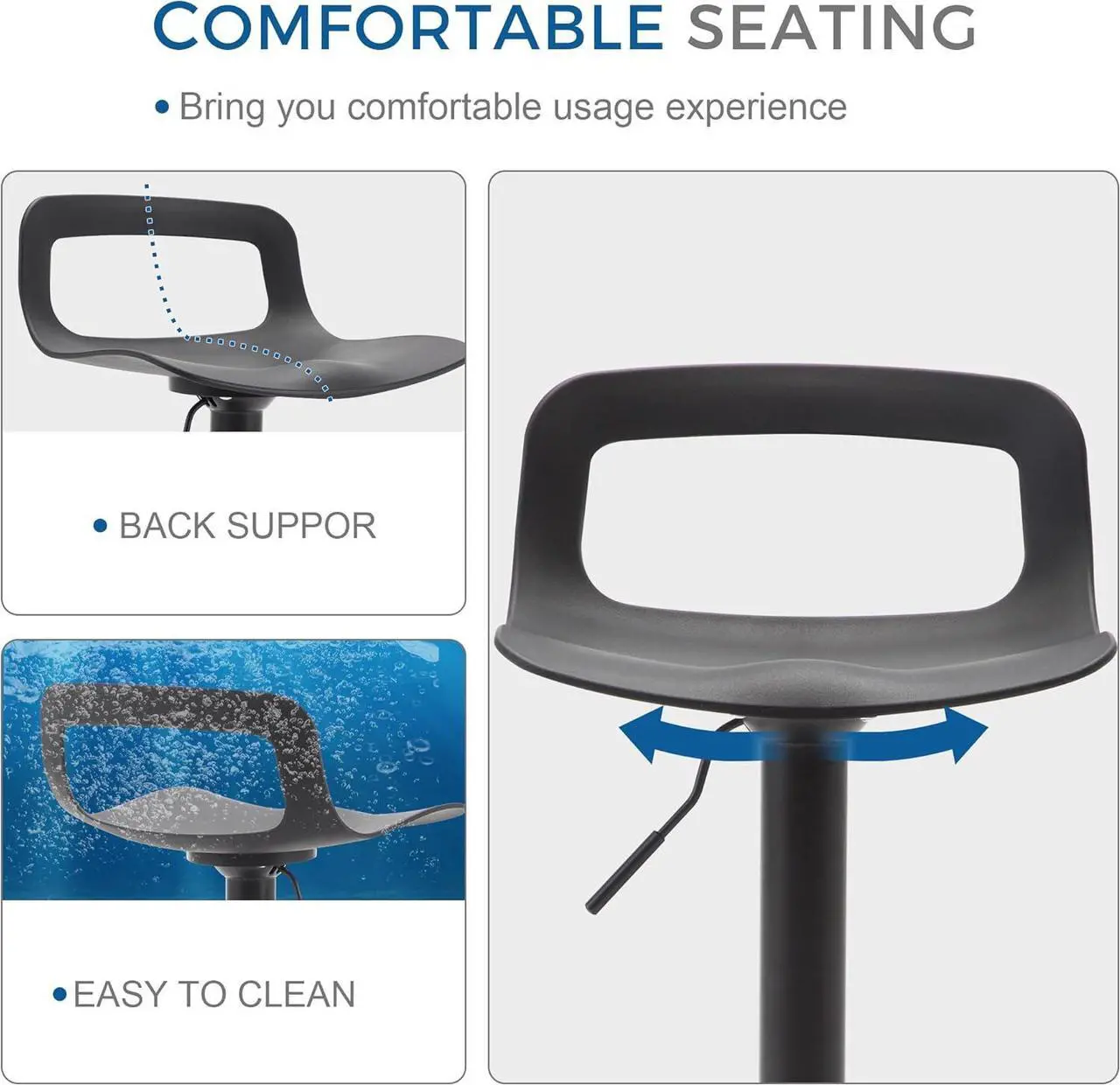 Alt view image 6 of 7 - thksbought Set of 4 Modern Bar Stools Simple Adjustable Bar Stool(Matte Back)