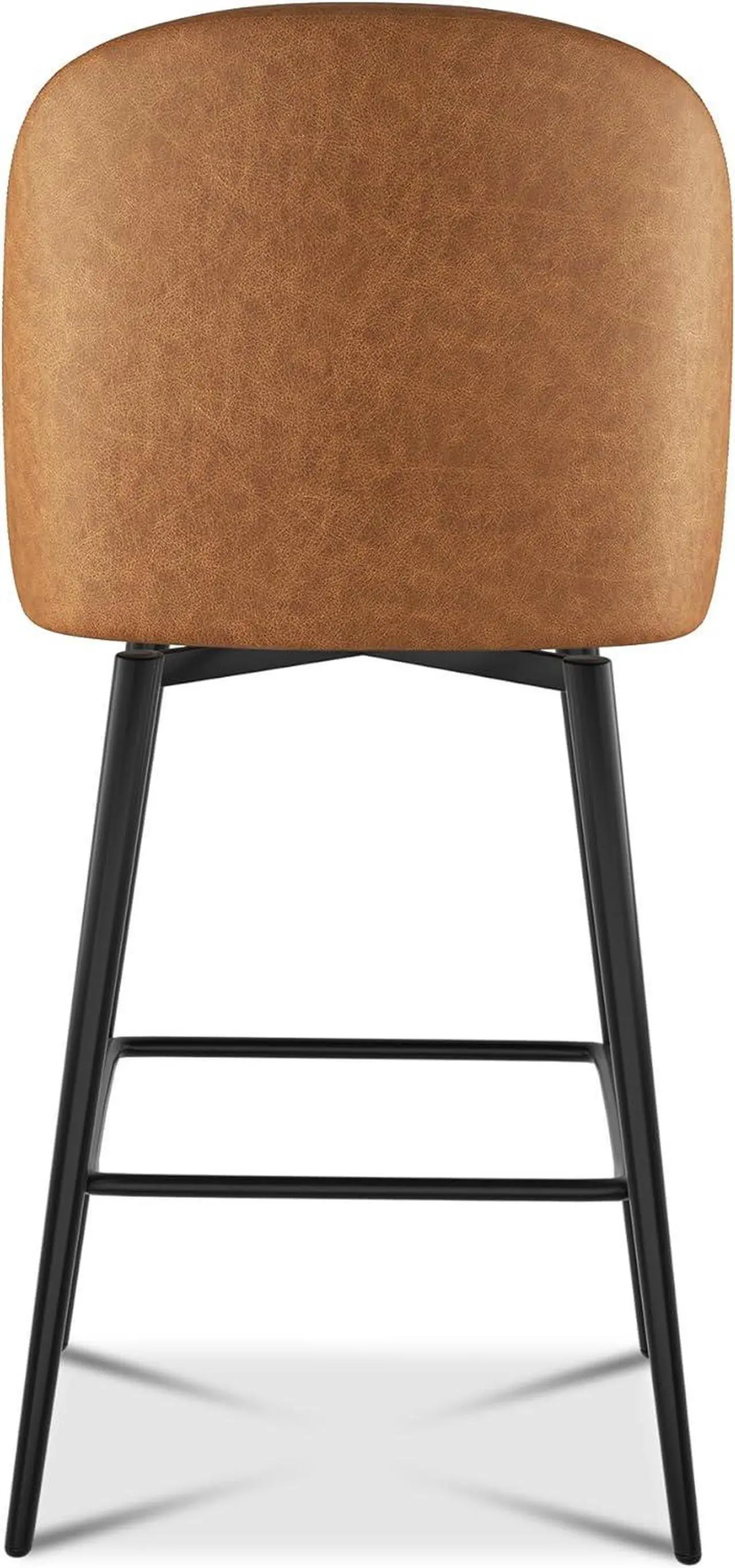 Alt view image 7 of 7 - Counter Height Bar Stools Set of 3, Upholstered Swivel Bar Stools with Back and Metal Legs, 26" Seat Height Faux Leather Kitchen Counter Stool Chairs with Footrest, Rustic Brown