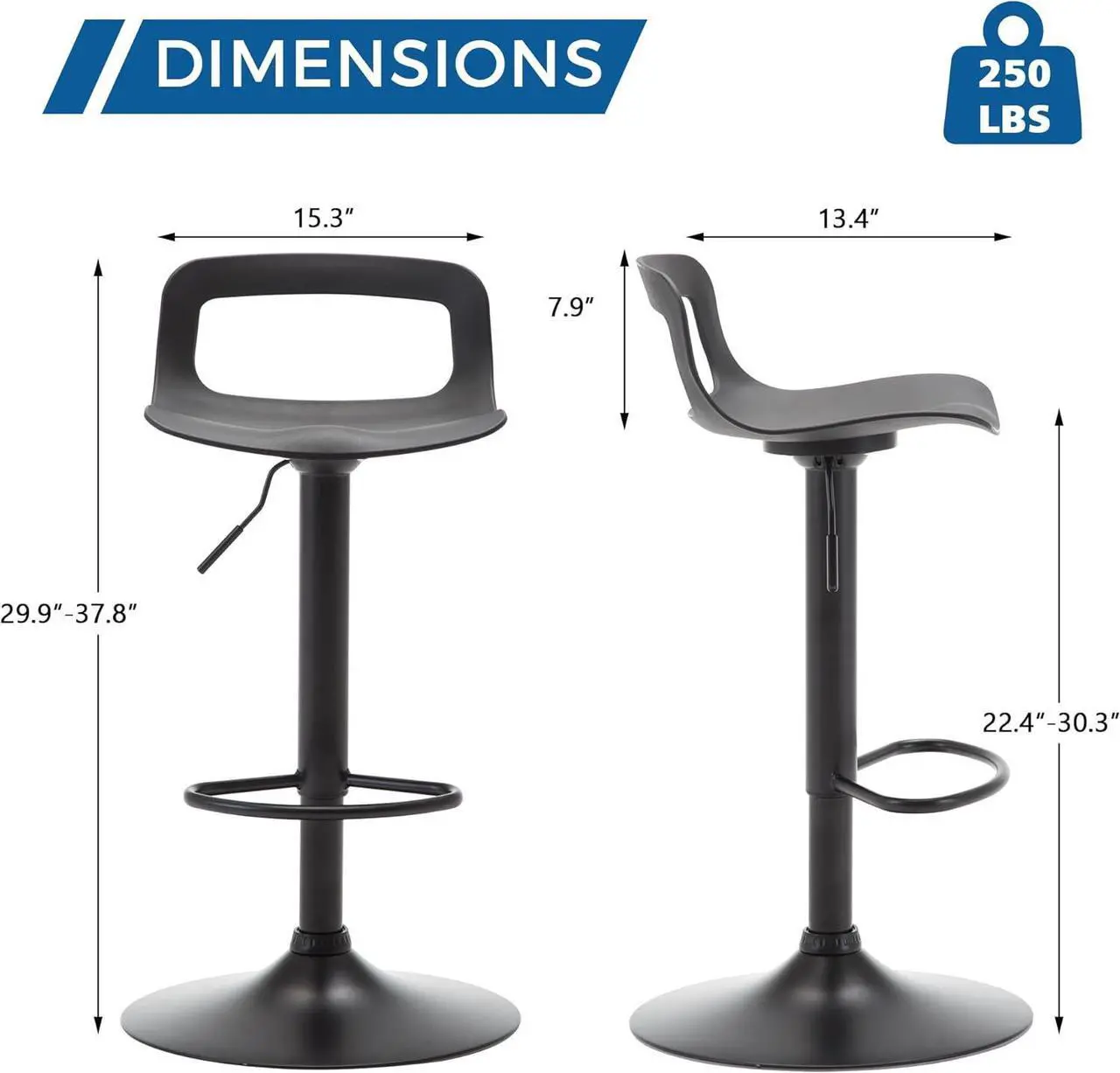 Alt view image 3 of 7 - thksbought Set of 4 Modern Bar Stools Simple Adjustable Bar Stool(Matte Back)