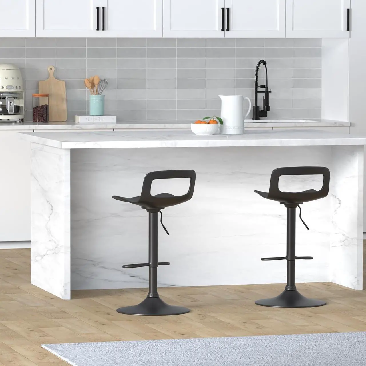 Alt view image 2 of 7 - thksbought Set of 4 Modern Bar Stools Simple Adjustable Bar Stool(Matte Back)