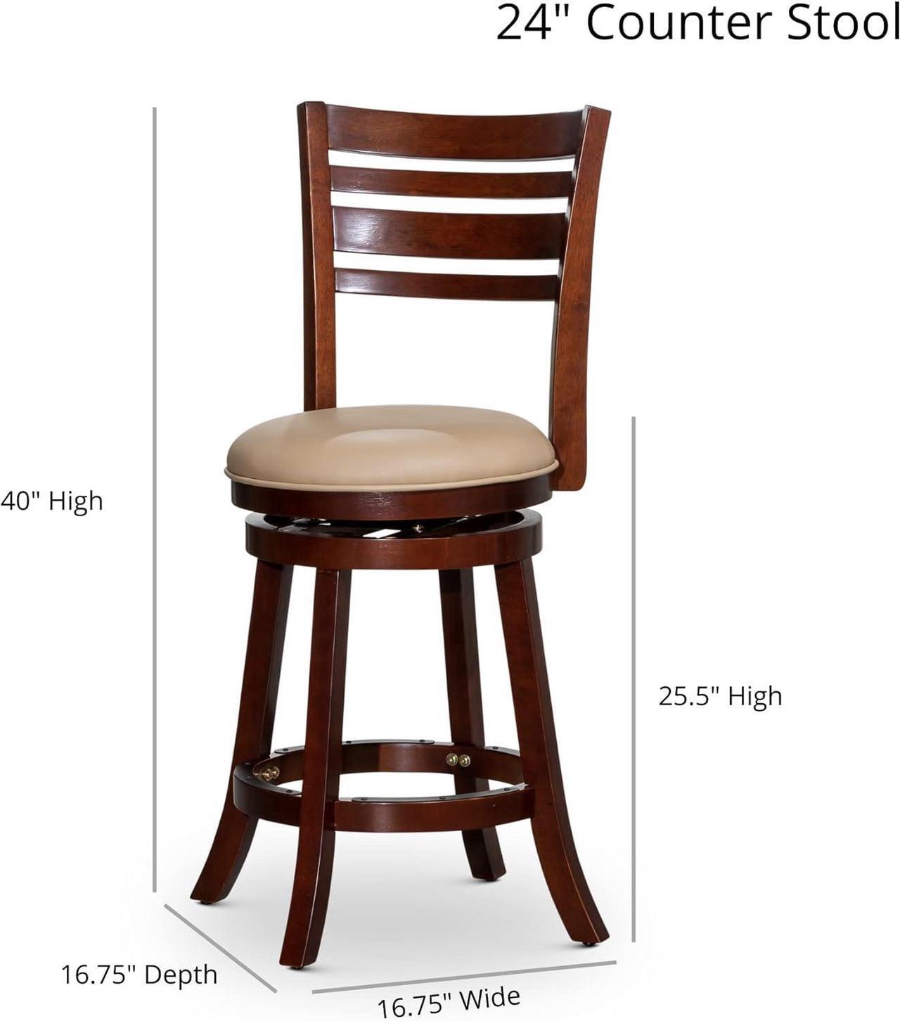 Alt view image 3 of 7 - DTY Indoor Living Granby Slat Back Fabric Swivel Stool, 24" Counter Height, Natural Finish, Charcoal Fabric Seat