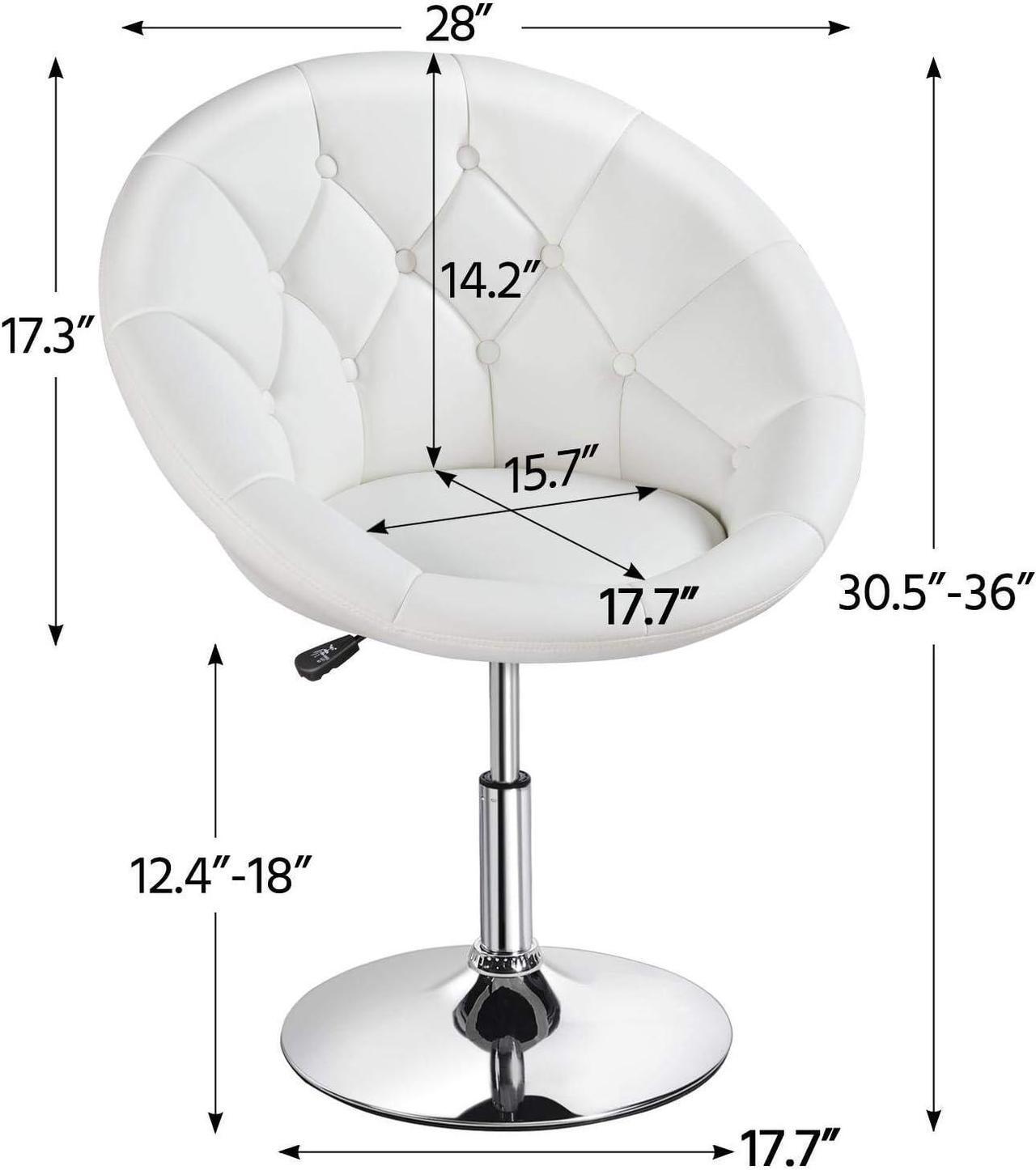 Alt view image 3 of 7 - Topeakmart Swivel Adjustable Accent Tufted Chair Stool Round Upholstered Swivel Barrel Chair Vanity Chair Barstool Lounge Pub Bar White