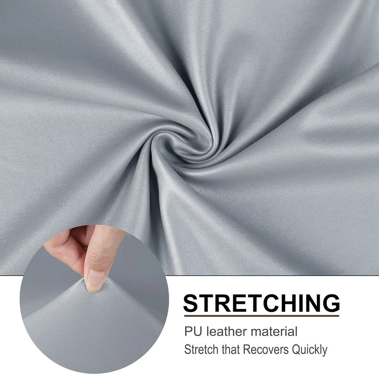 Alt view image 5 of 7 - PiccoCasa Waterproof Bar Stool Covers, Faux Leather Pub Counter Height Side Chair Covers with Elastic Band Silver Gray 4Pcs