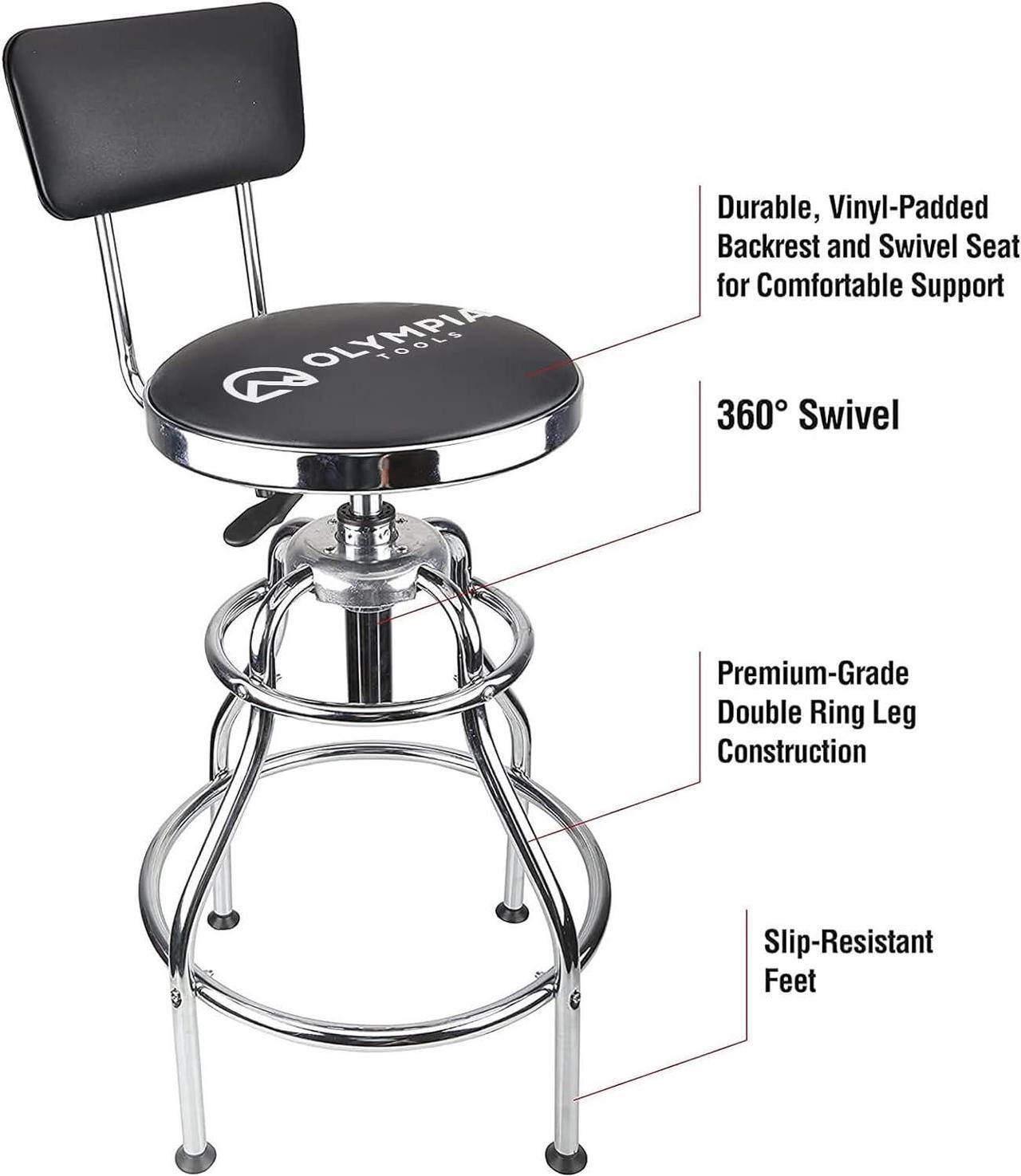 Alt view image 4 of 7 - Olympia Tools 82-738 Adjustable Hydraulic Work Stool, Black